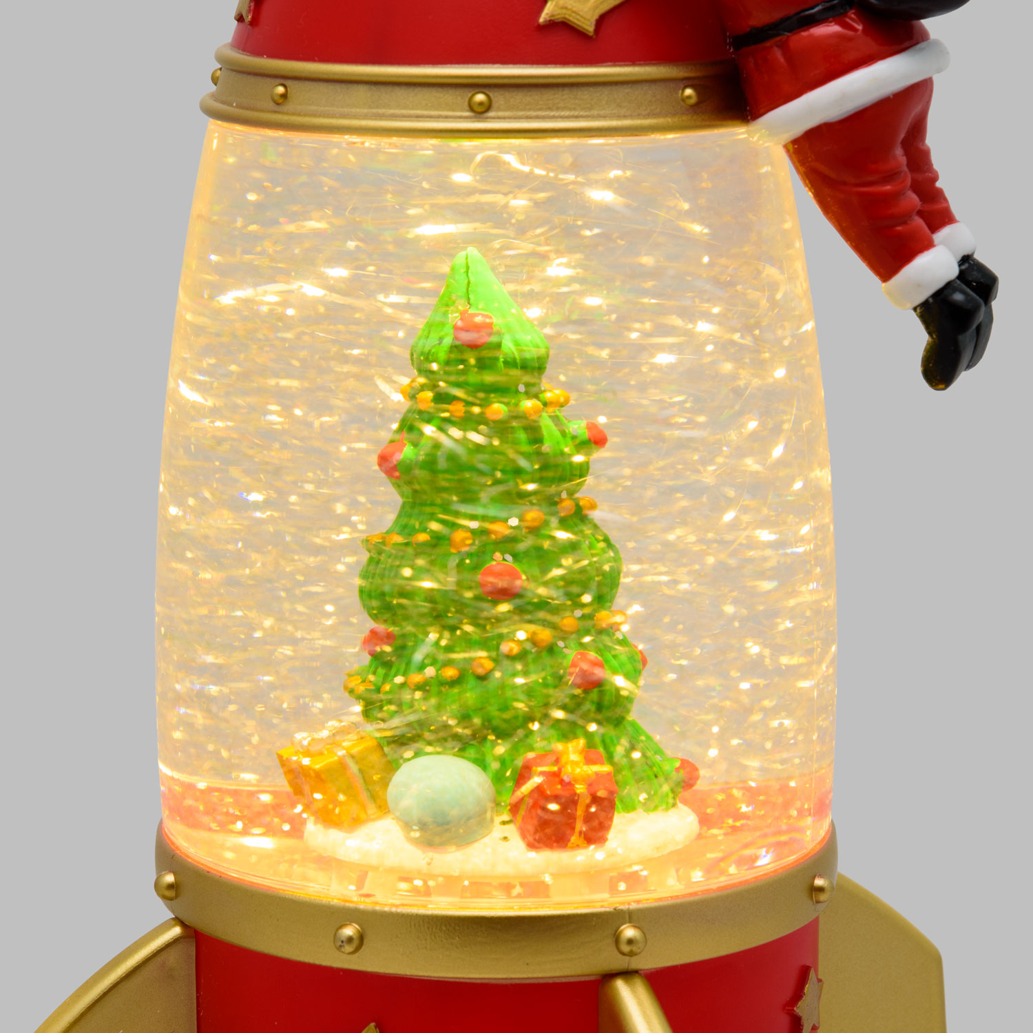 Raketenlaterne mit Astronaut-Weihnachtsmann, rot und gold, h 27,5 cm, warmweiß 9 Raketenlaterne mit Astronaut-Weihnachtsmann, rot und gold, h 27,5 cm, warmweiß 9