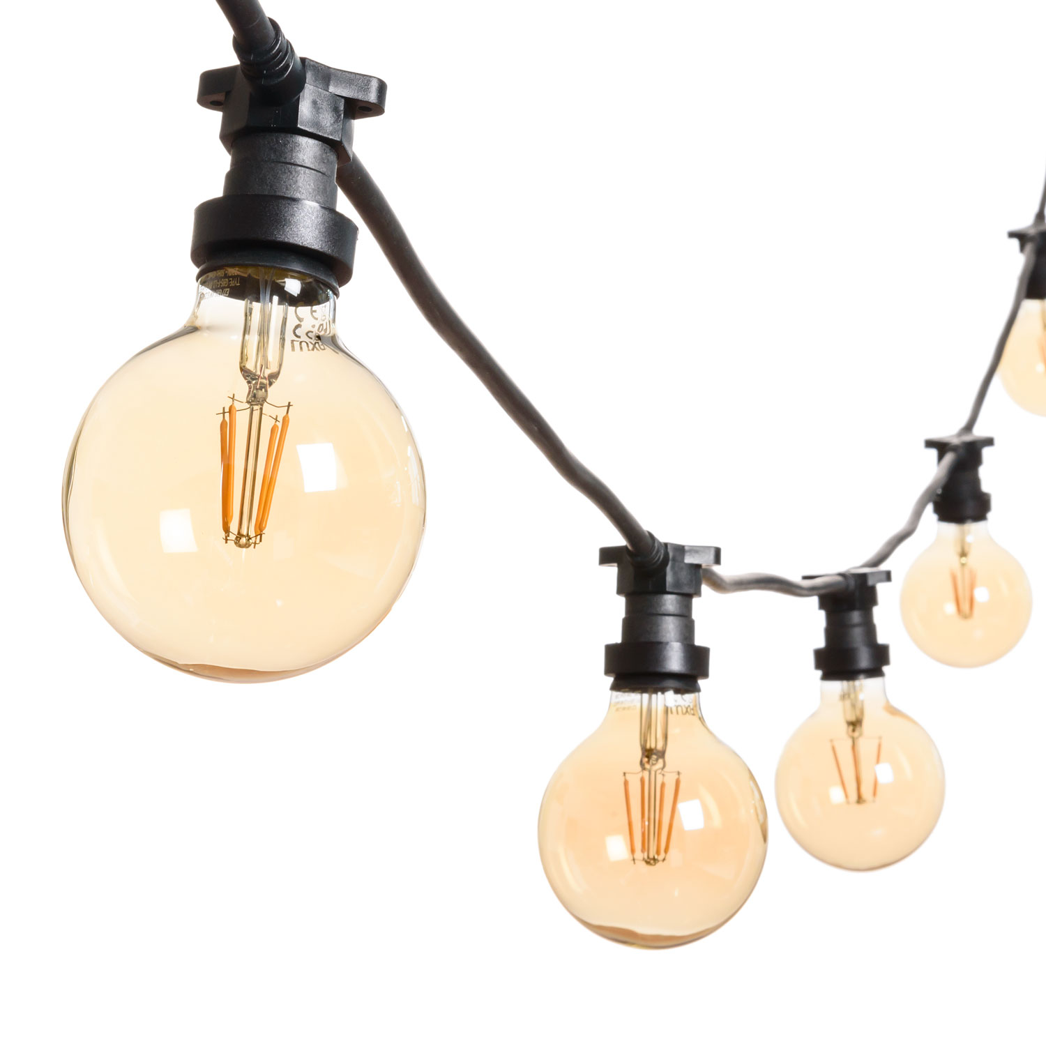 Guirnalda 5m con 5 bombillas led de 8W globo Ø 95mm, regulables Guirnalda 5m con 5 bombillas led de 8W globo Ø 95mm, regulables