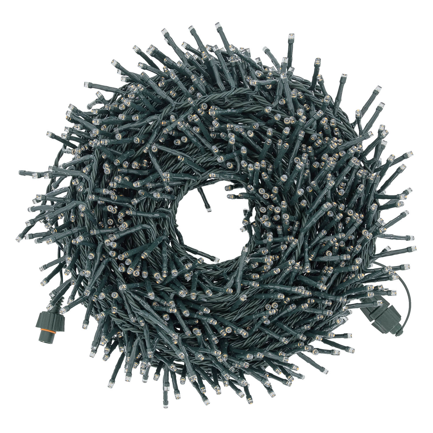 25m Warm White Connect+ Mini Cluster Lights, 1250 LEDs, green cable, connectable 2