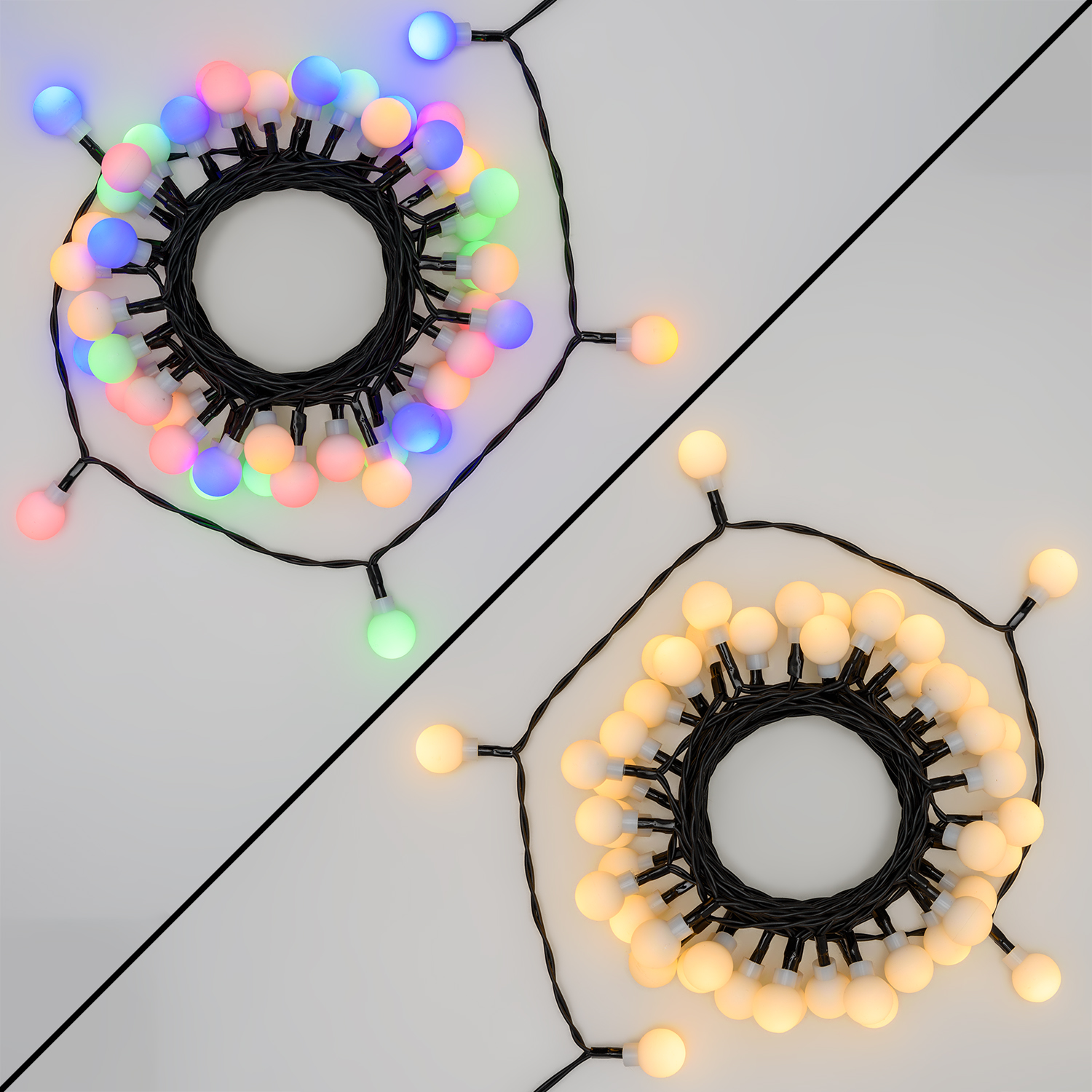Catena a batteria 4,7 m, 48 minisfere, Dual Color LED Bianco Caldo e Multicolor 15 Catena a batteria 4,7 m, 48 minisfere, Dual Color LED Bianco Caldo e Multicolor 15