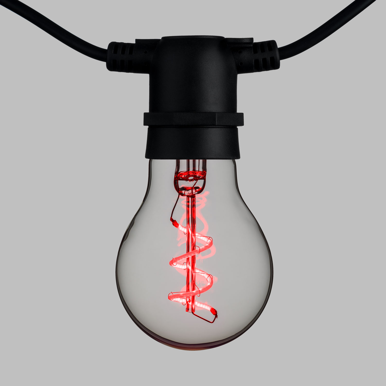 5m Festoon Lights, 10 Spiral E27 Ø6cm Bulb Lights, Red, Black Cable 4 5m Festoon Lights, 10 Spiral E27 Ø6cm Bulb Lights, Red, Black Cable 4