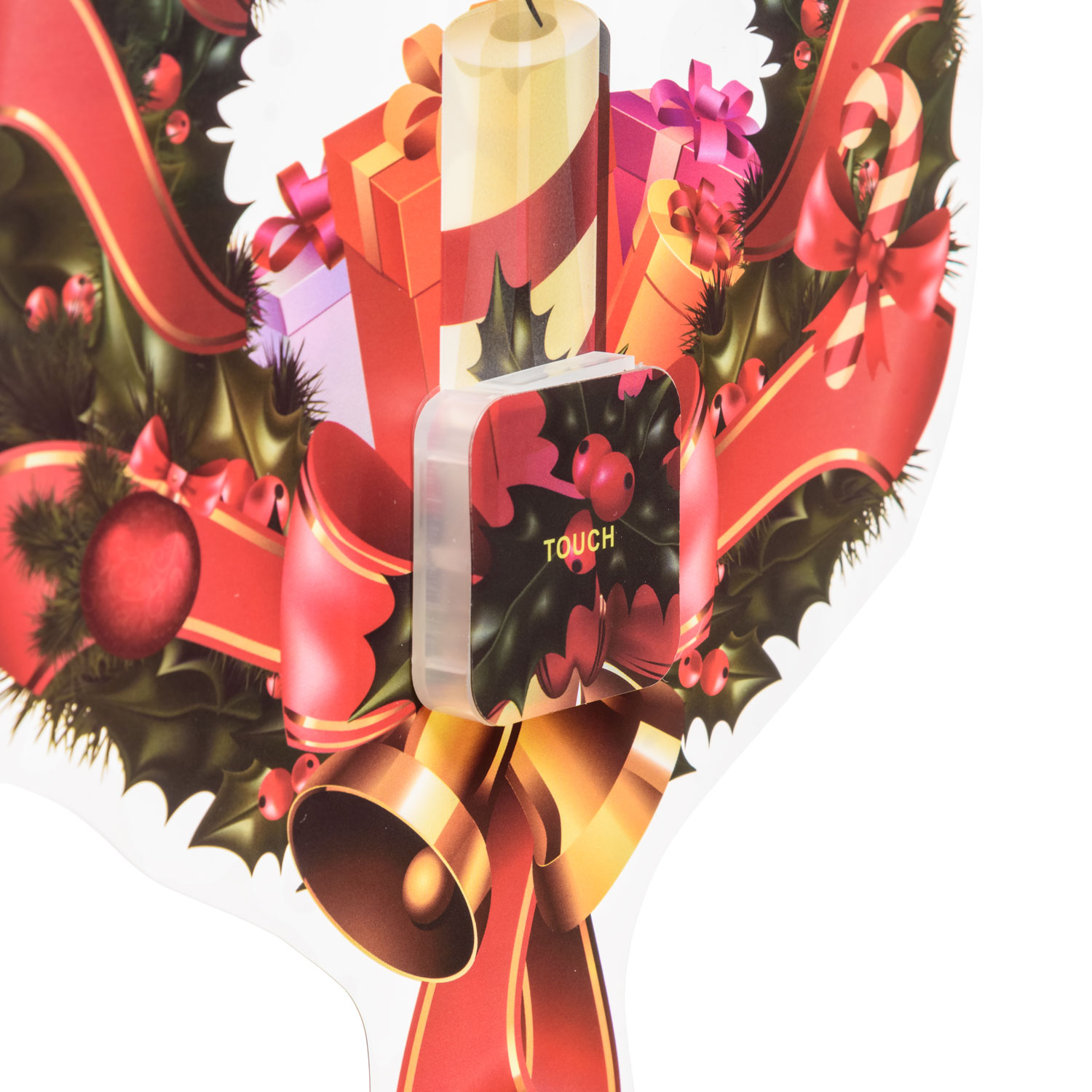 Christmas window sticker, Wreath with candle, 25 cm, warm white LEDs 4 Christmas window sticker, Wreath with candle, 25 cm, warm white LEDs 4