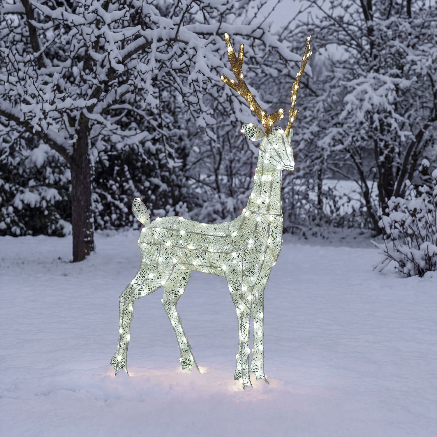 Renna 3D Light Cream & Brown, h 105 cm, 200 Dual LED bianco extra caldo e bianco freddo 11