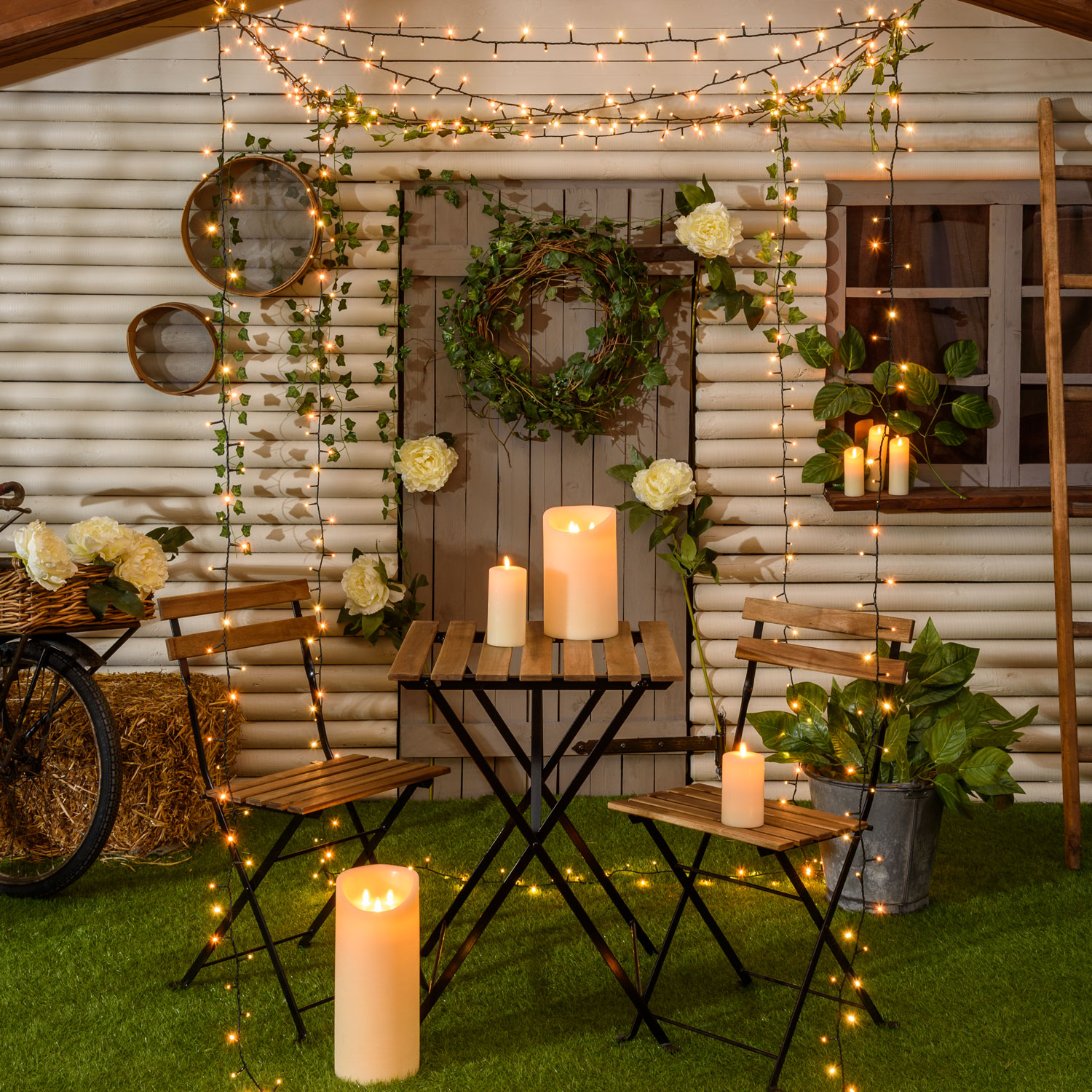 Guirnalda 12,5 m, 300 led blanco extra cálido y blanco cálido, cable verde Guirnalda 12,5 m, 300 led blanco extra cálido y blanco cálido, cable verde