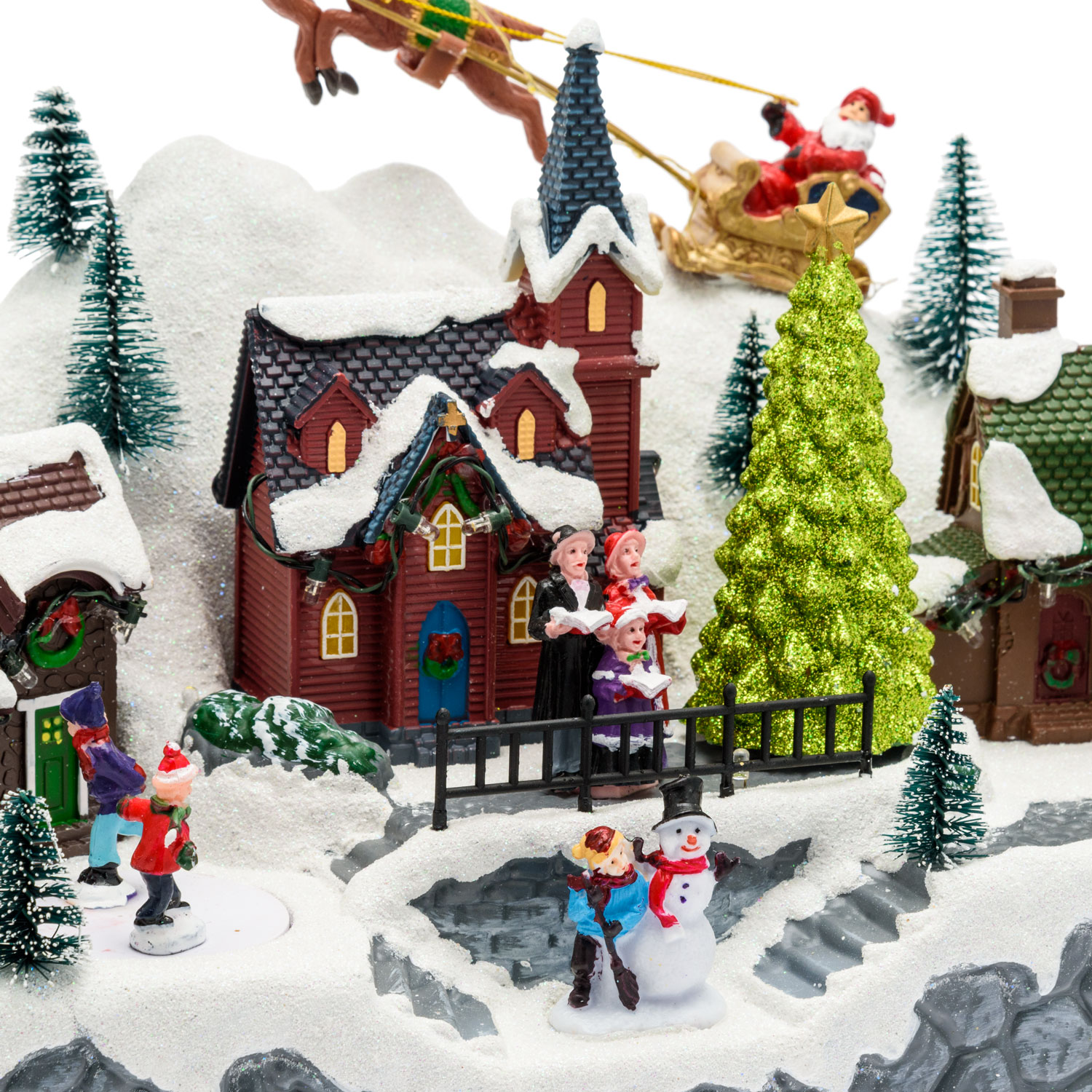 Weihnachtsdorf, Landschaft, Weihnachtsmann und Schlittschuhläufern, Weihnachtslieder 4 Weihnachtsdorf, Landschaft, Weihnachtsmann und Schlittschuhläufern, Weihnachtslieder 4