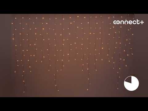 2 x h 1.2m Warm White Connect+ Icicle Lights, 220 LEDs, transparent cable, connectable 2