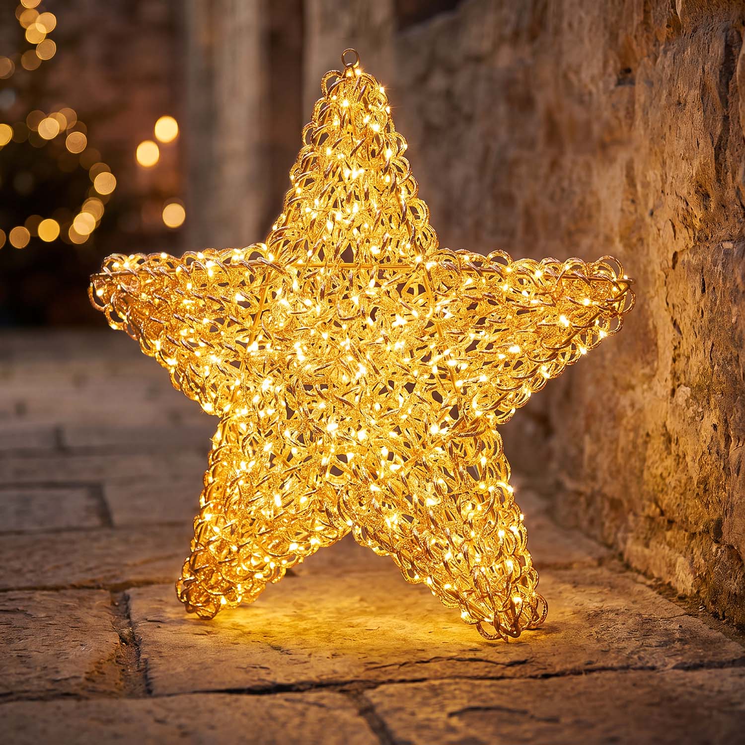 Stella 3D Rose Gold, filo a spirale, ∅58 cm, 720 microled bianco caldo
