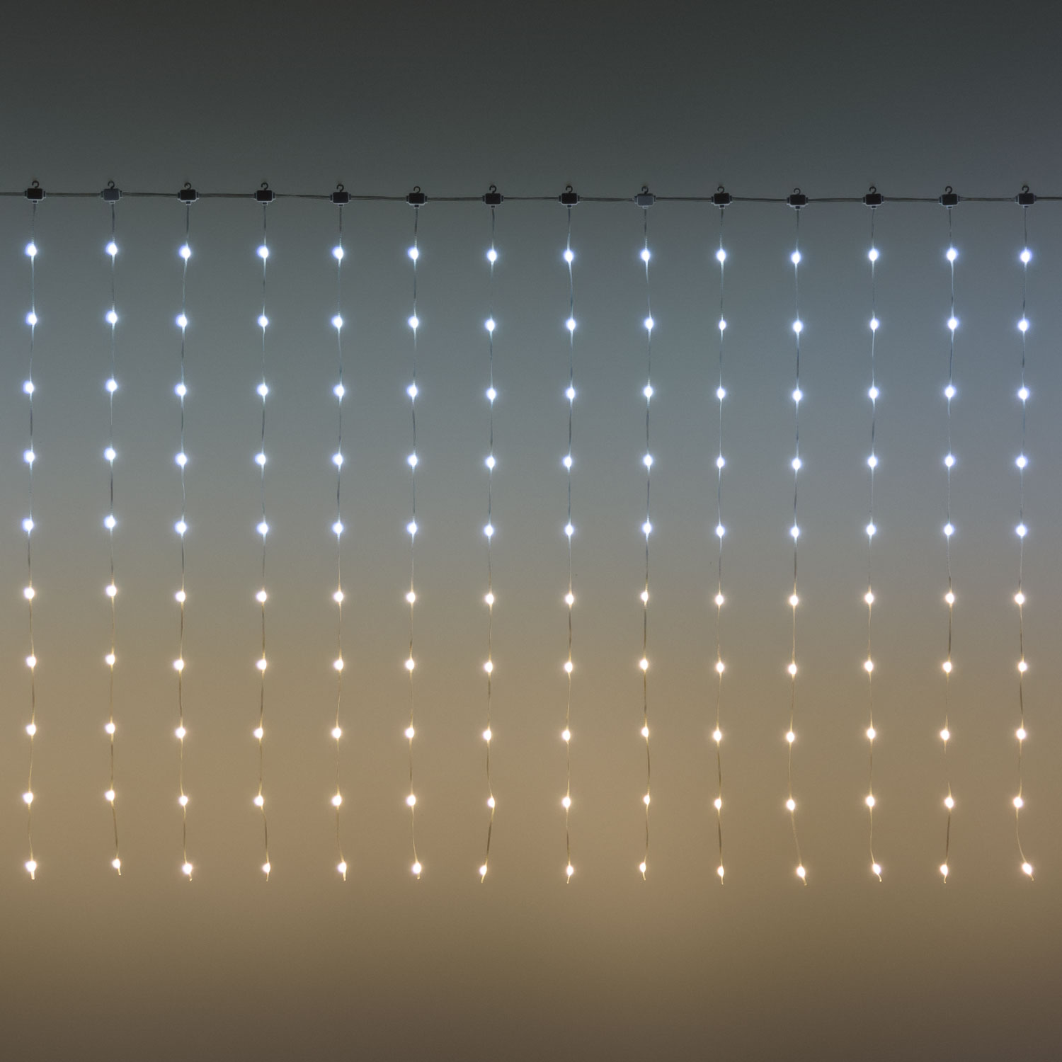 Lichtervorhang 3 x h 1 m, 300 Lichtperlen, Pixel LEDs warm- und kaltweiß farbwechselnd 3 Lichtervorhang 3 x h 1 m, 300 Lichtperlen, Pixel LEDs warm- und kaltweiß farbwechselnd 3