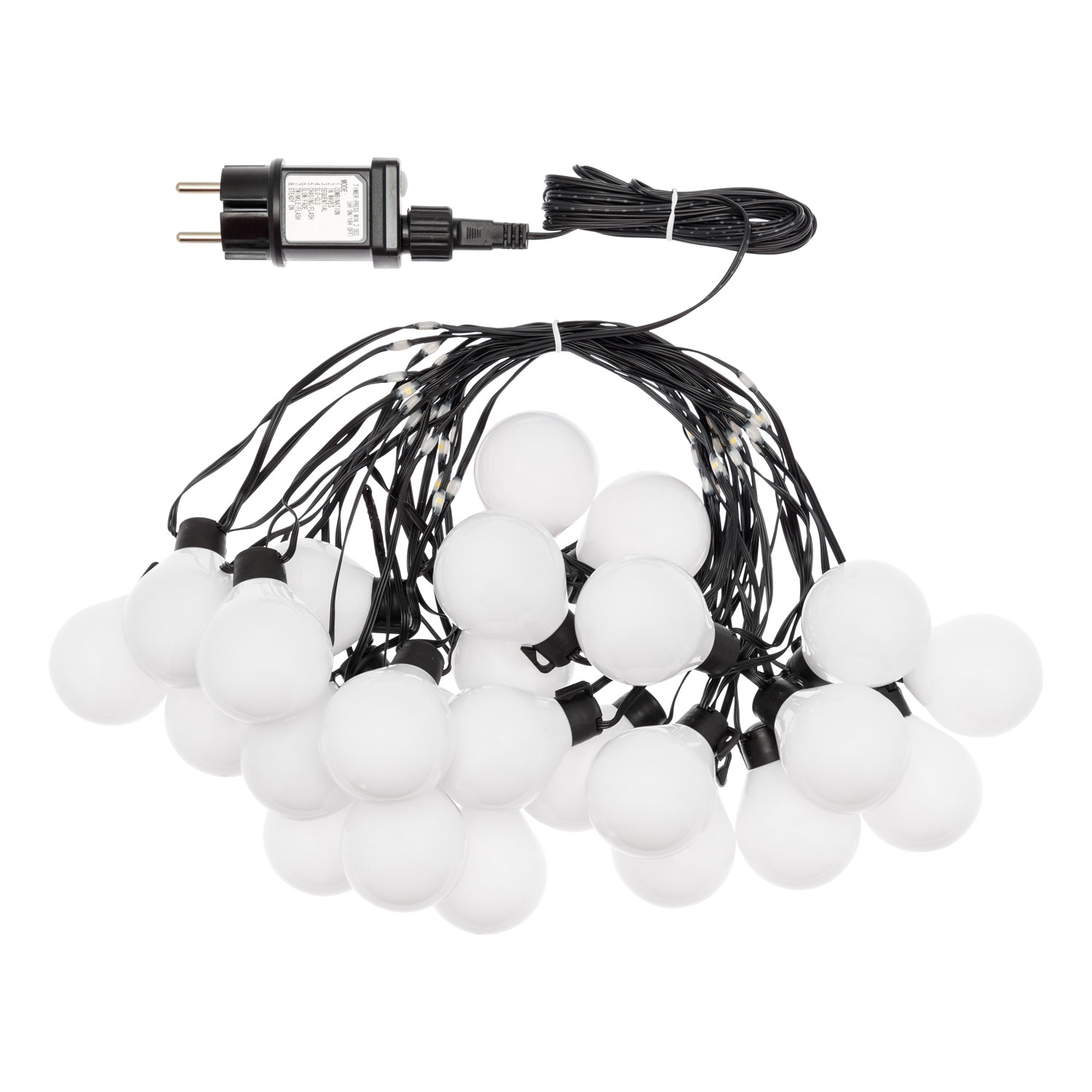 Guirnalda 10 m con cable iluminado, 25 bombillas blancas, led blanco cálido, cable negro 7 Guirnalda 10 m con cable iluminado, 25 bombillas blancas, led blanco cálido, cable negro 7