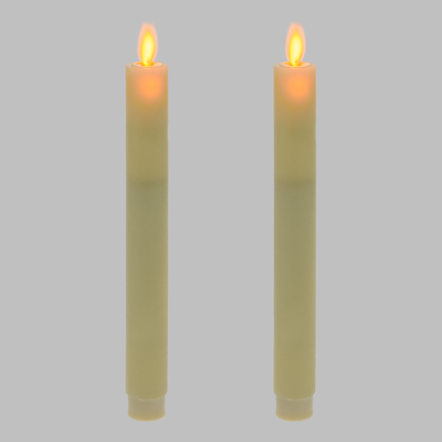 Juego de 2 velas de cera finas y largas color marfil, h. 23 cm 3 Juego de 2 velas de cera finas y largas color marfil, h. 23 cm 3