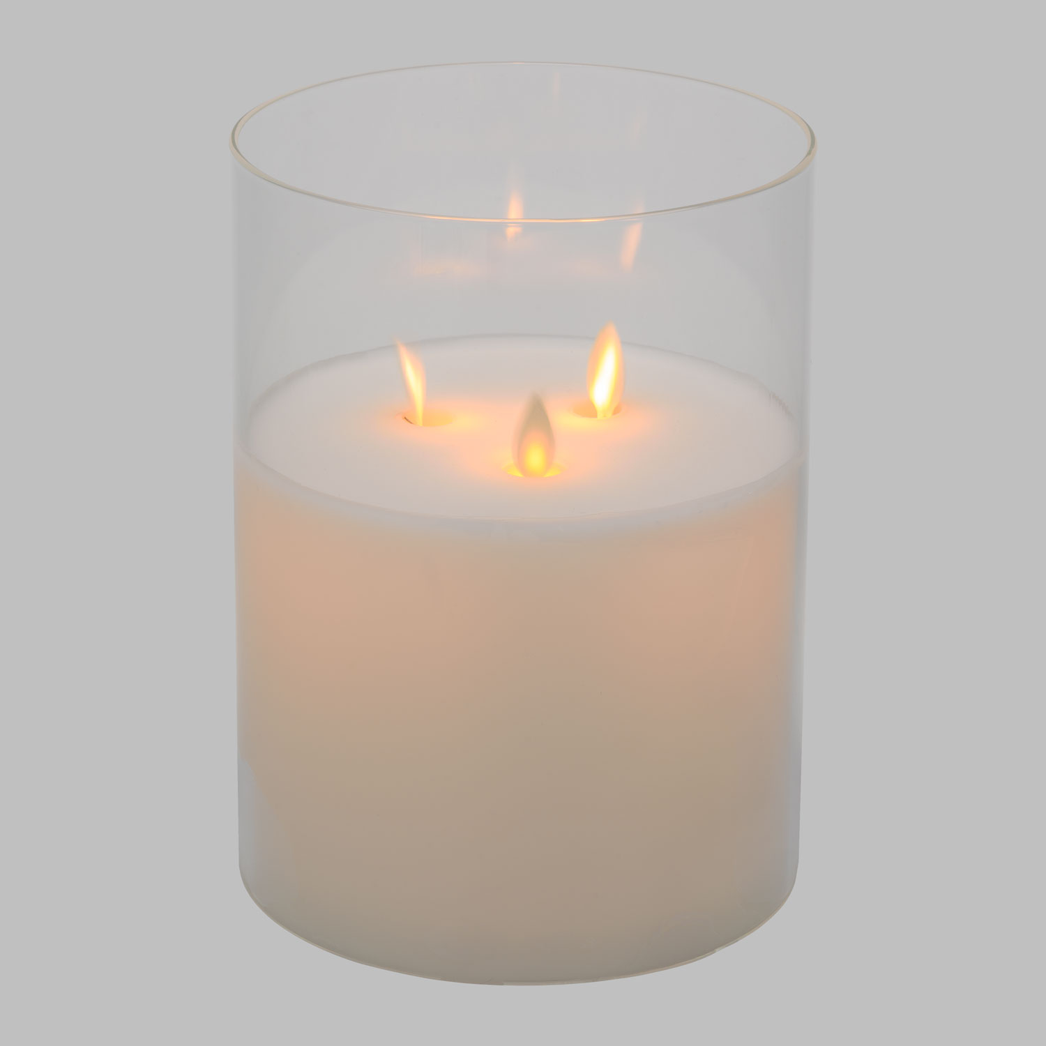 Bougie led en cire et verre 3 flammes, h 20 cm 4 Bougie led en cire et verre 3 flammes, h 20 cm 4
