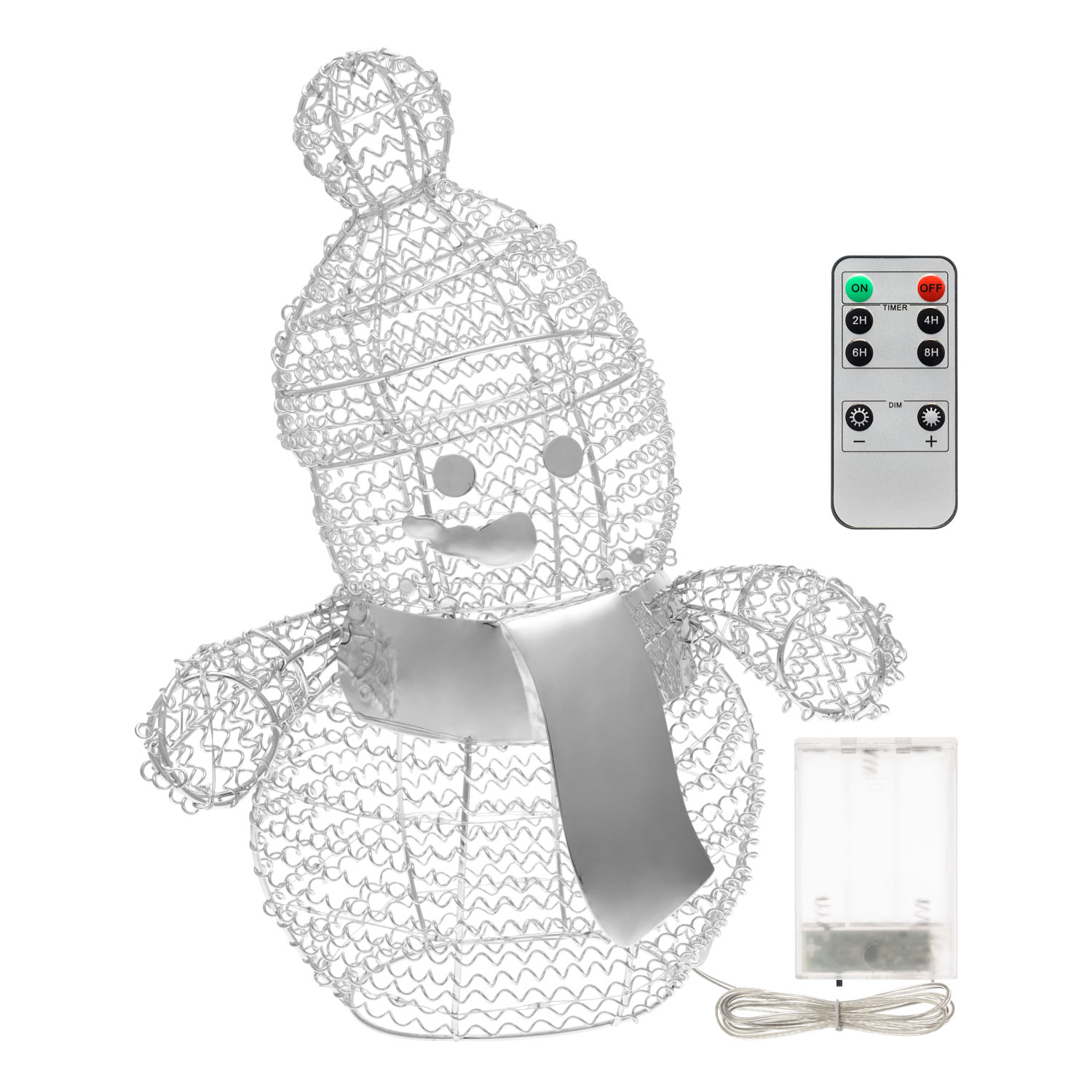 Schneemann aus Silberdraht h 33 cm, 80 MicroLEDs kaltweiß 4 Schneemann aus Silberdraht h 33 cm, 80 MicroLEDs kaltweiß 4