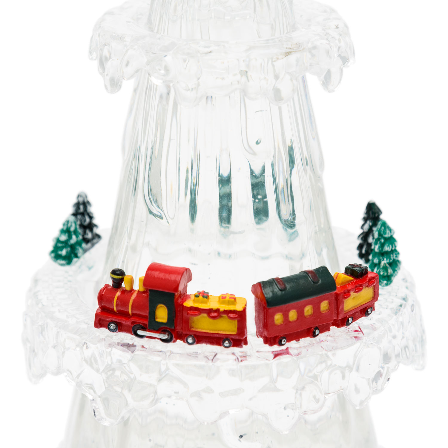 Frostiger Weihnachtsbaum mit batteriebetriebenem Zug, 30 cm hoch, mit farbwechselndem RGB-LED-Glitter 4 Frostiger Weihnachtsbaum mit batteriebetriebenem Zug, 30 cm hoch, mit farbwechselndem RGB-LED-Glitter 4