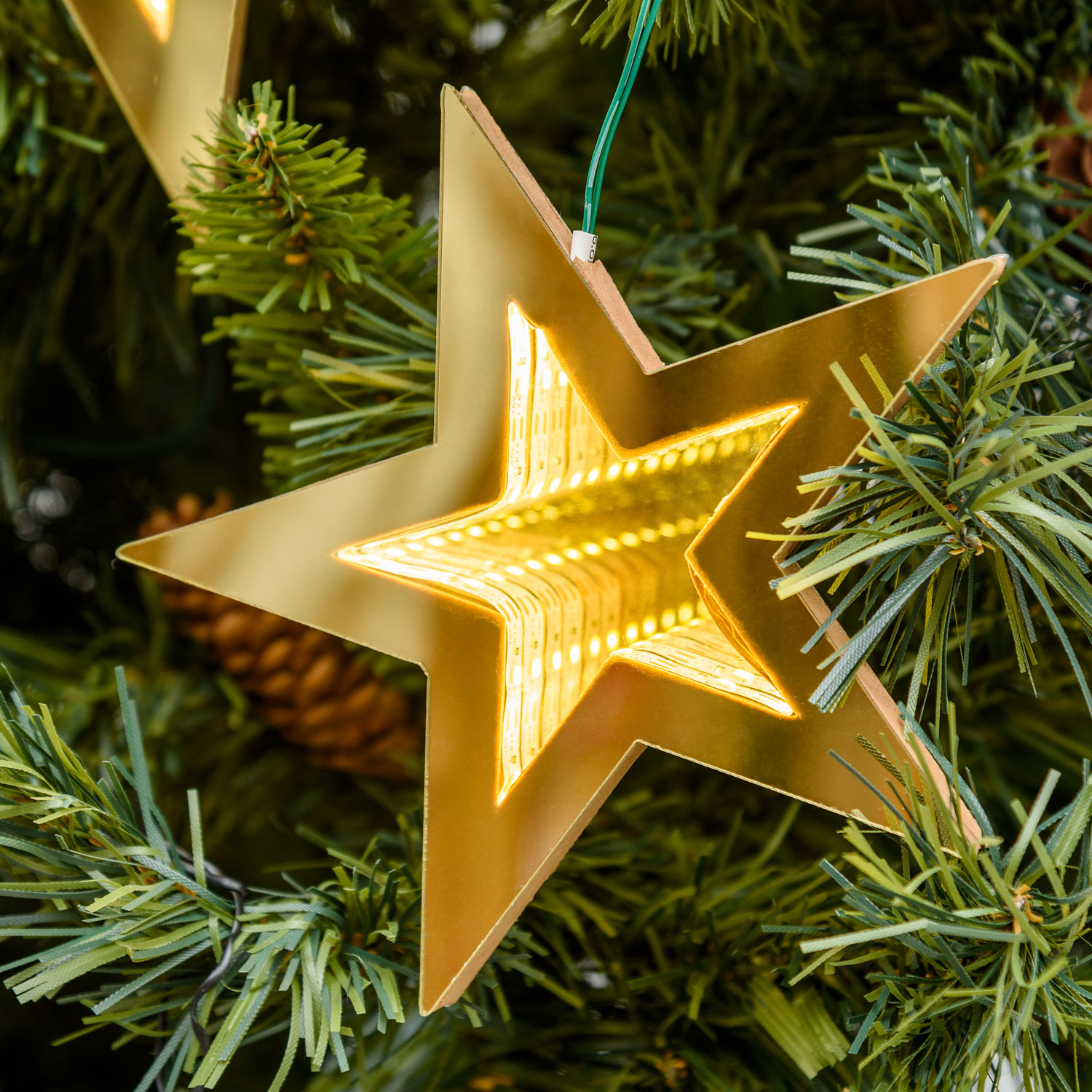 Catena decorata 11 stelle luminose, led bianco extra caldo   5 Catena decorata 11 stelle luminose, led bianco extra caldo   5