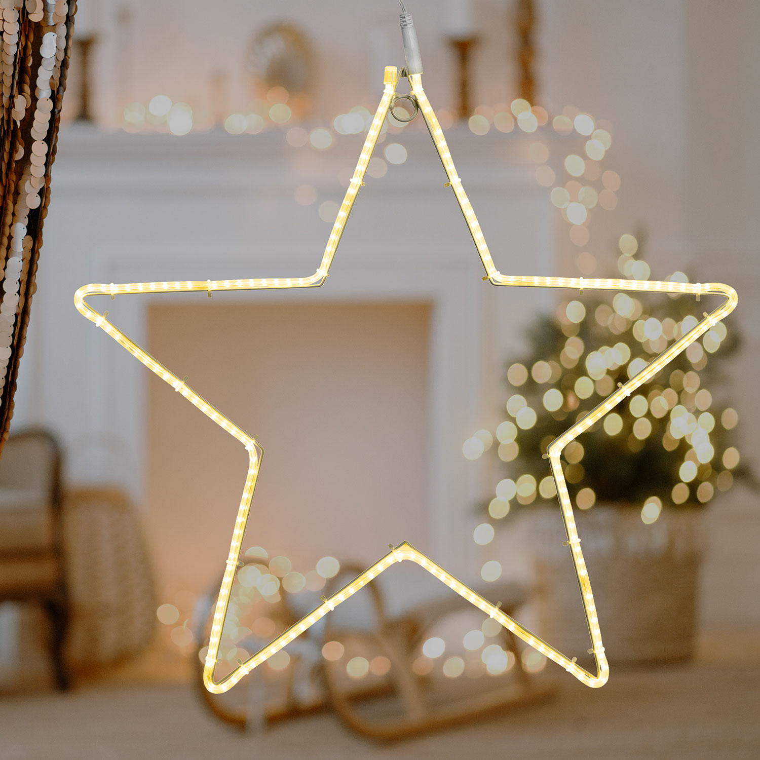 Étoile en tube ultra lumineux Ø 55 cm, led blanc chaud Étoile en tube ultra lumineux Ø 55 cm, led blanc chaud