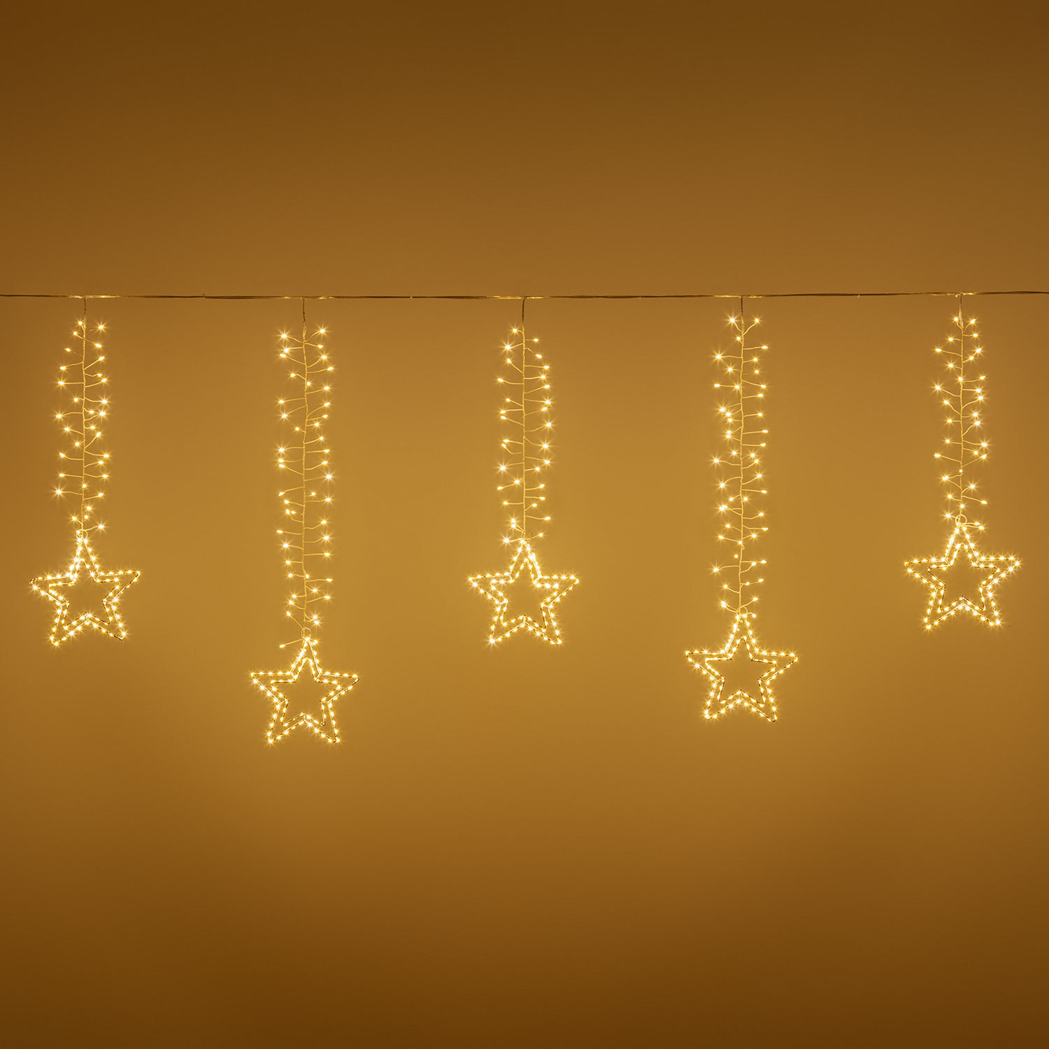 Estalactita decorada con estrellas 3,2 x h. 0,8 cm, 950 micro led blanco cálido Estalactita decorada con estrellas 3,2 x h. 0,8 cm, 950 micro led blanco cálido