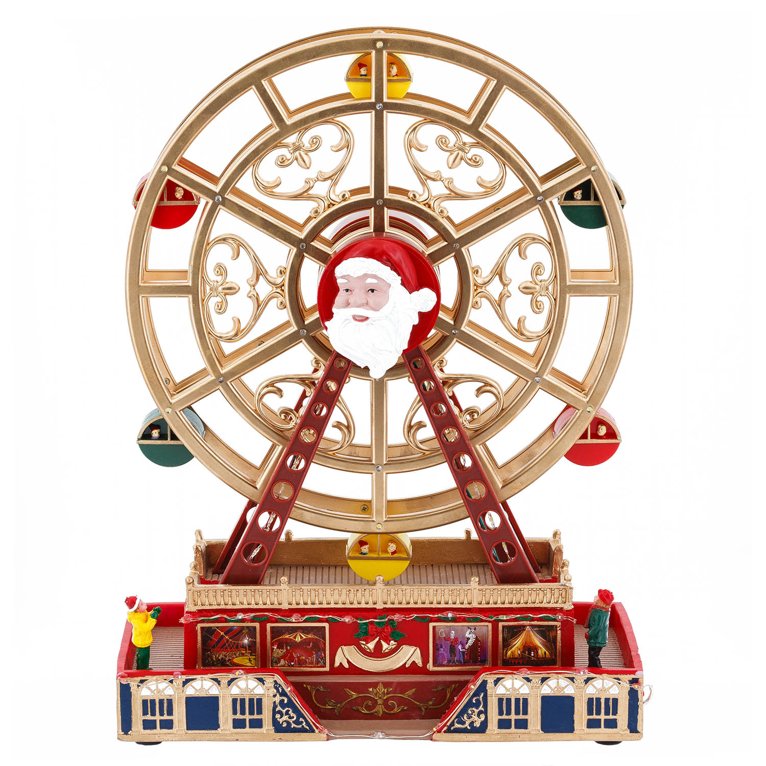 Villaggio di Natale, Ruota Panoramica Babbo Natale, h 36 cm, musiche natalizie 2