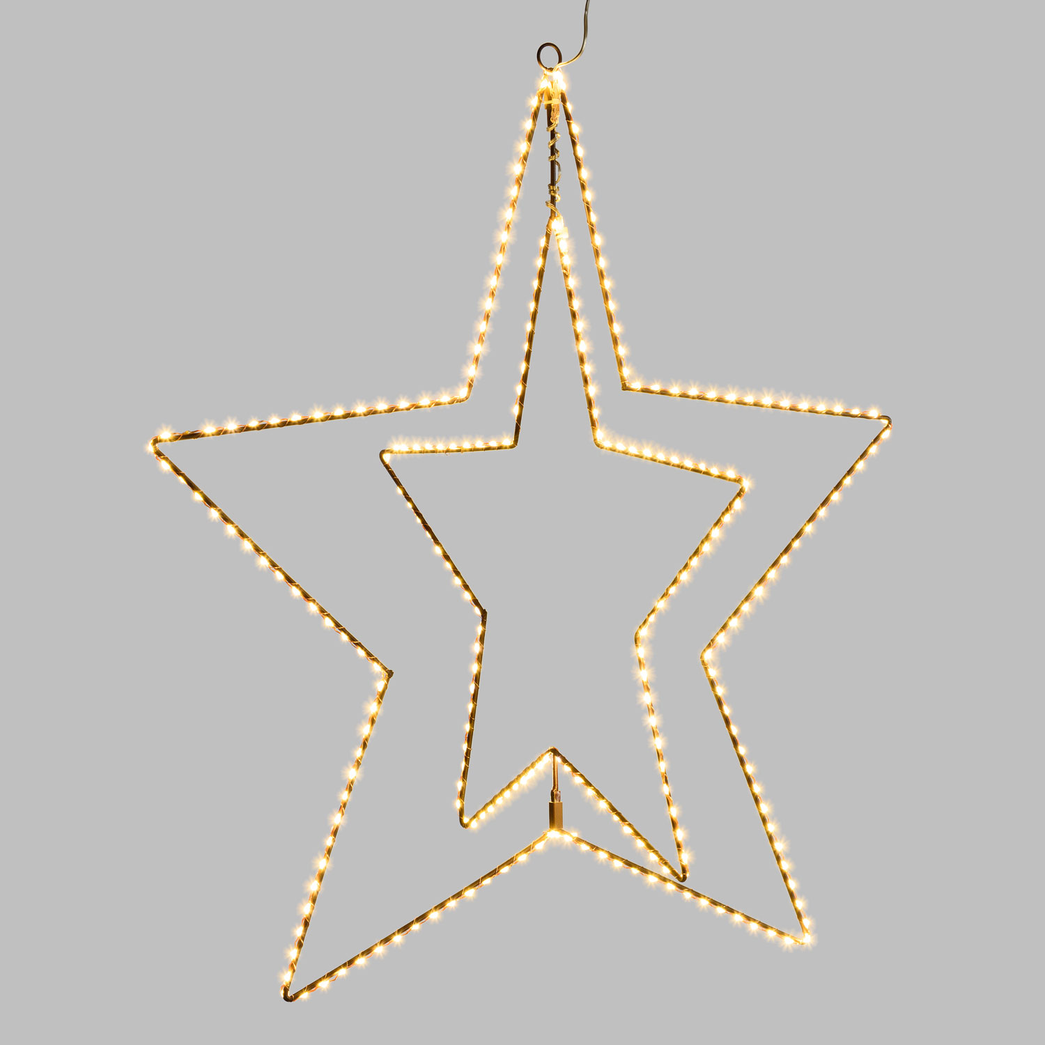Doppelstern aus Kupferdraht mit warmweißen LEDs (70 cm) 4 Doppelstern aus Kupferdraht mit warmweißen LEDs (70 cm) 4