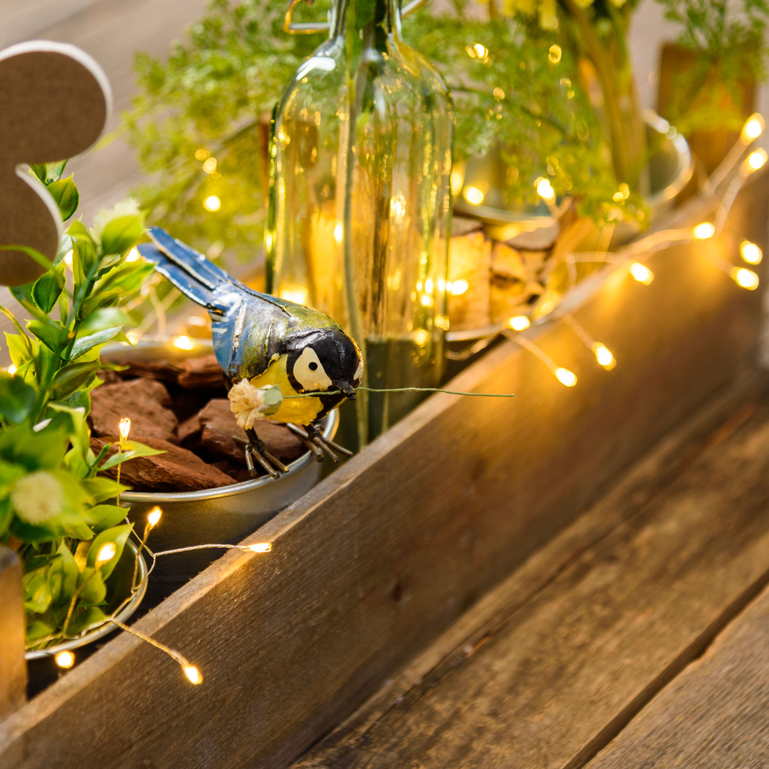 Guirnalda Mini Festón de Luces a pilas 1,2 m, 60 microled blanco cálido, cable metal plata 10 Guirnalda Mini Festón de Luces a pilas 1,2 m, 60 microled blanco cálido, cable metal plata 10