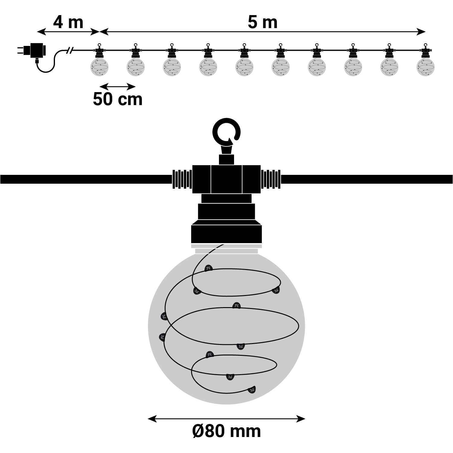 Guirlande Party 5 m, 10 ampoules avec microled blanc chaud 6 Guirlande Party 5 m, 10 ampoules avec microled blanc chaud 6