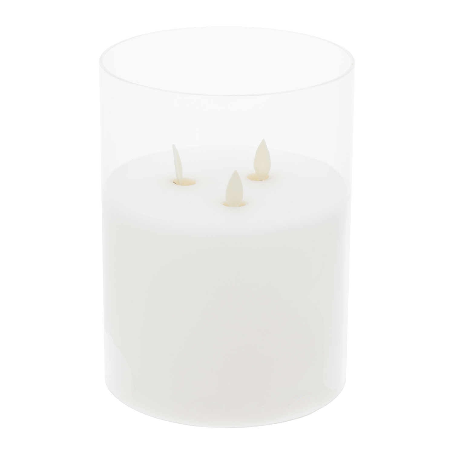 Bougie led en cire et verre 3 flammes, h 20 cm 5 Bougie led en cire et verre 3 flammes, h 20 cm 5