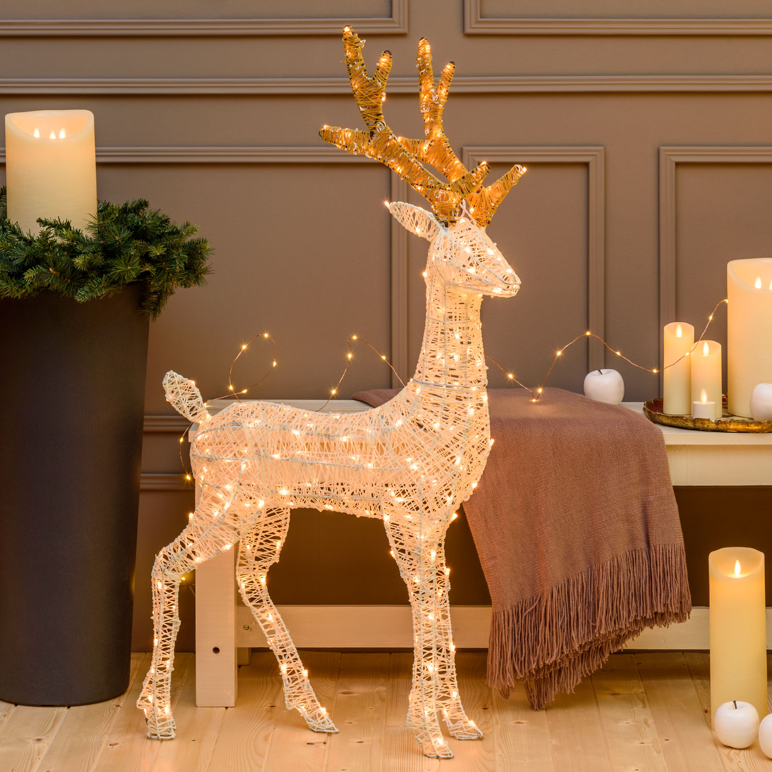 Renne 3D Light Cream & Brown 105 cm, led blanc chaud traditionnel Renne 3D Light Cream & Brown 105 cm, led blanc chaud traditionnel
