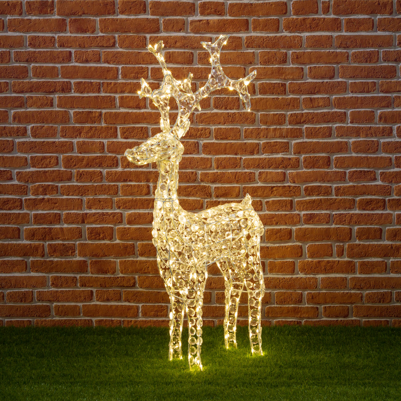 Renna con cristalli, h. 120 cm, led bianco caldo Renna con cristalli, h. 120 cm, led bianco caldo