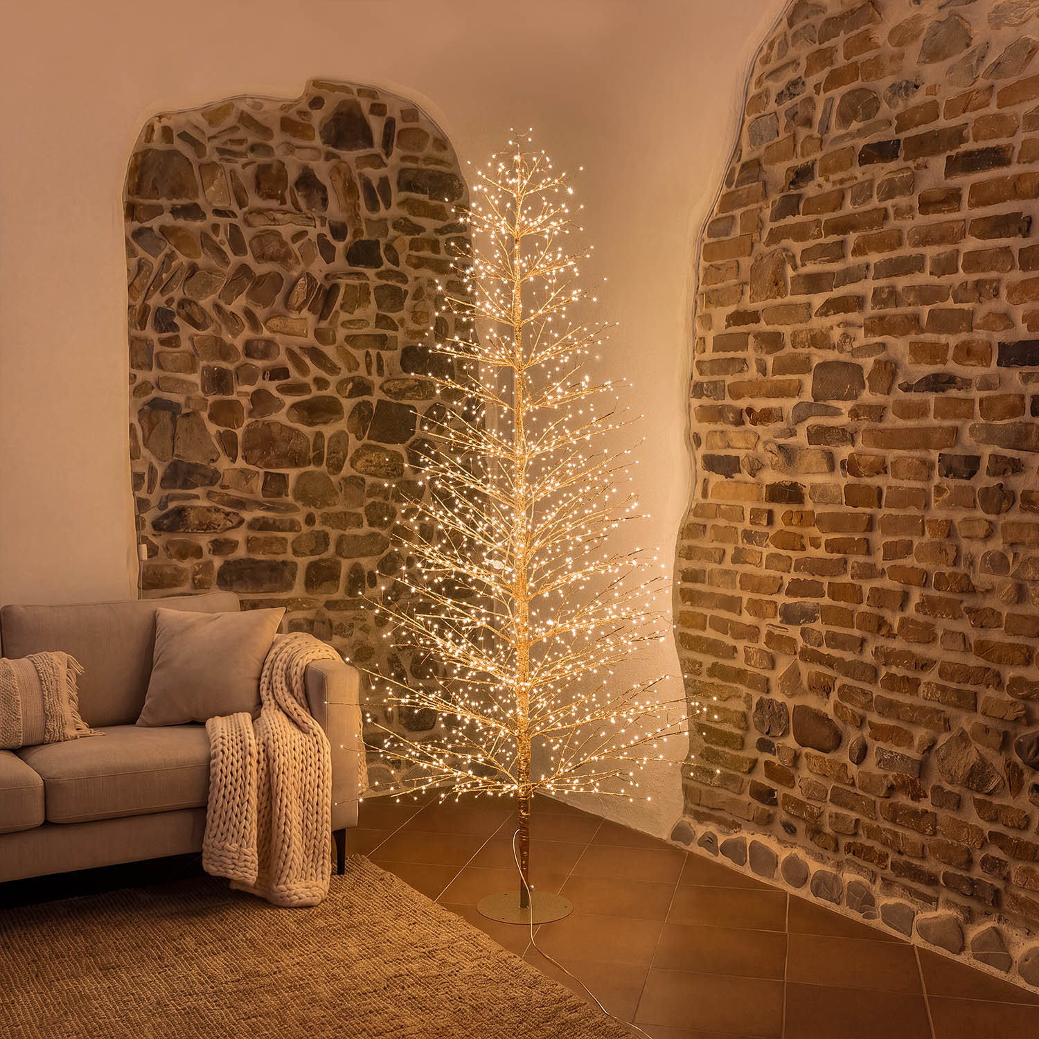 Albero Conico Tiglio oro rosa h 2,1 m, 1856 microled bianco caldo, uso interno 7