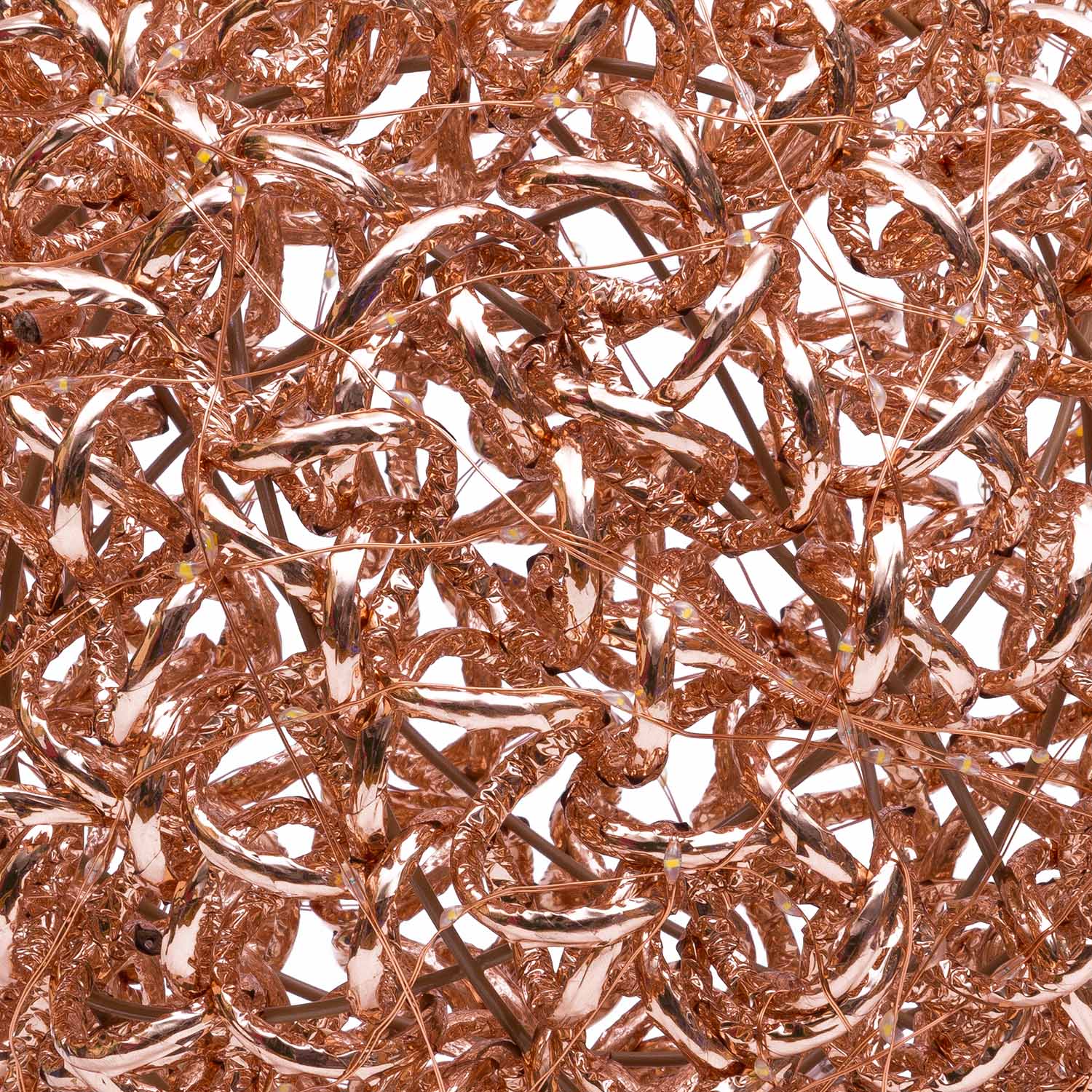 Sfera in metallo 3D Rose Gold, filo a spirale, ∅25 cm, 200 microled bianco caldo 3