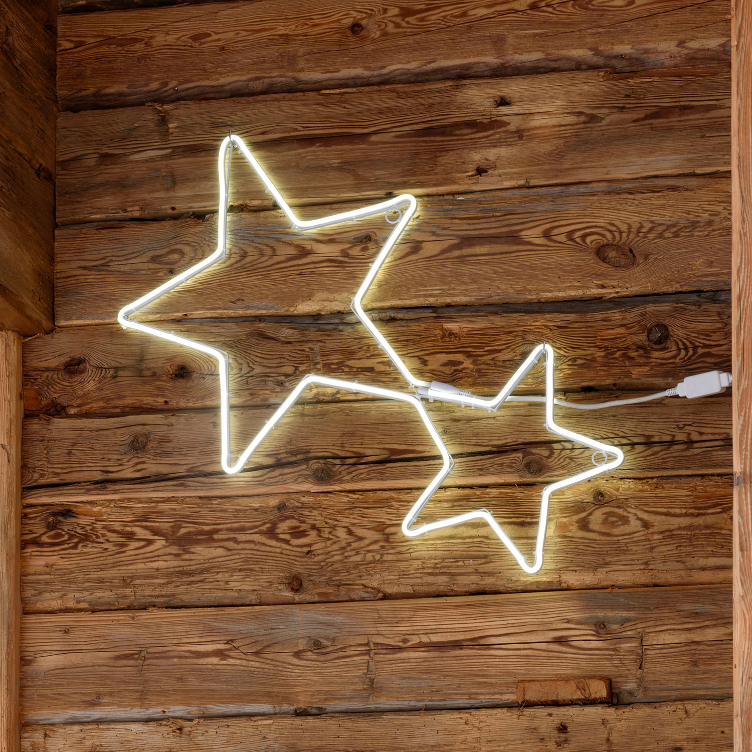 Pareja de estrellas luminosas led blanco frío, efecto neón 1 Pareja de estrellas luminosas led blanco frío, efecto neón 1