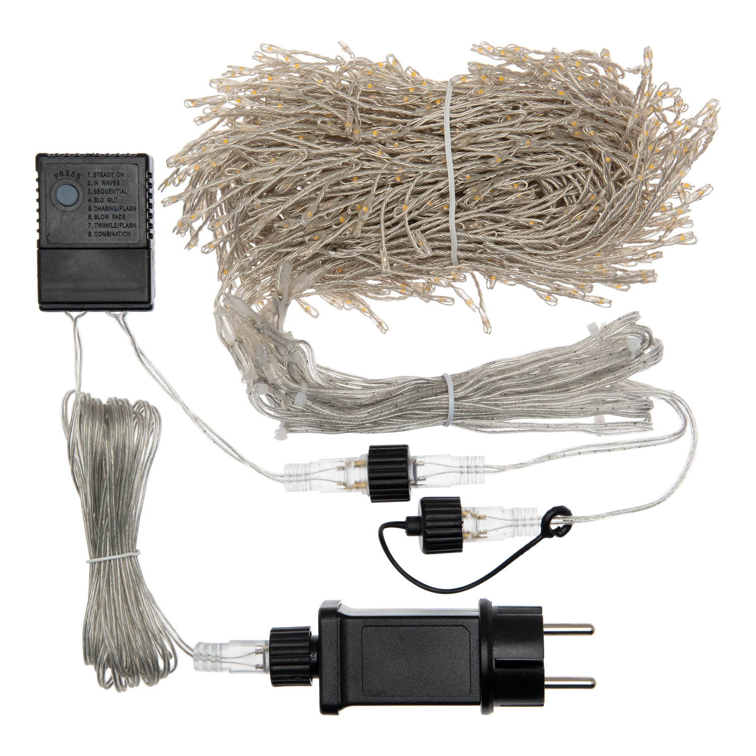 Eisregen-Lichterkette mit 10 Cluster, 3 m lang, 0,75 m hoch, 750 warmweiße Micro-LEDs 4 Eisregen-Lichterkette mit 10 Cluster, 3 m lang, 0,75 m hoch, 750 warmweiße Micro-LEDs 4