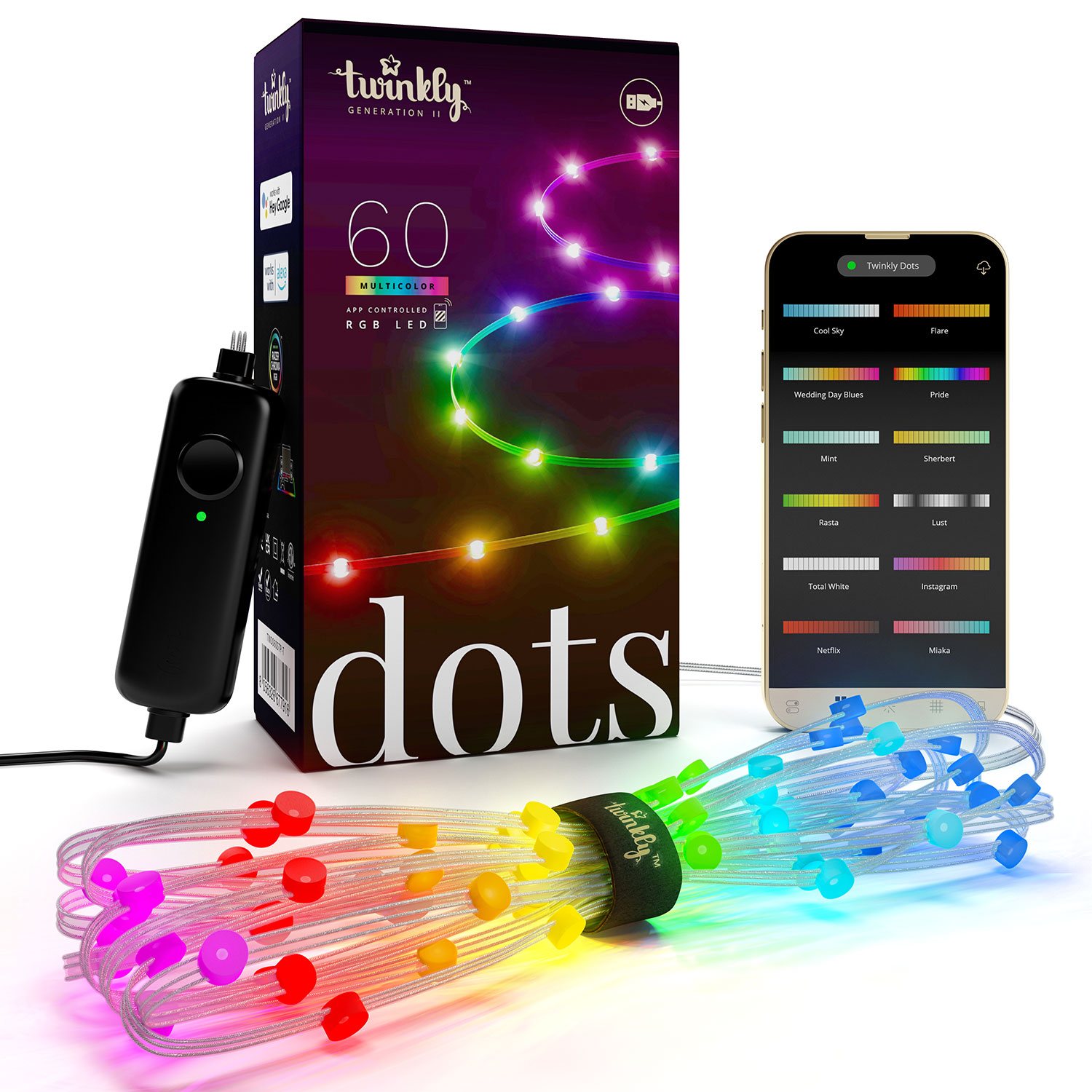 Guirnalda Twinkly Dots, 3 metros, 60 RGB led 1 Guirnalda Twinkly Dots, 3 metros, 60 RGB led 1