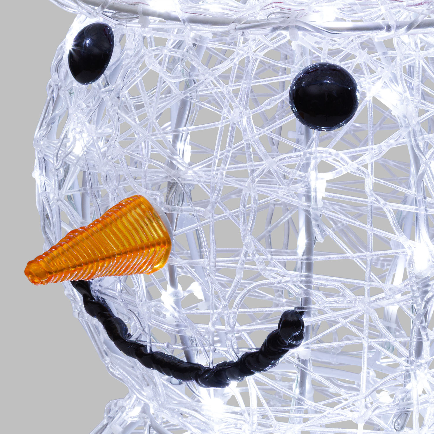 Pupazzo di Neve 3D in acrilico trasparente, h 105 cm, 220 Dual LED bianco caldo e freddo 14