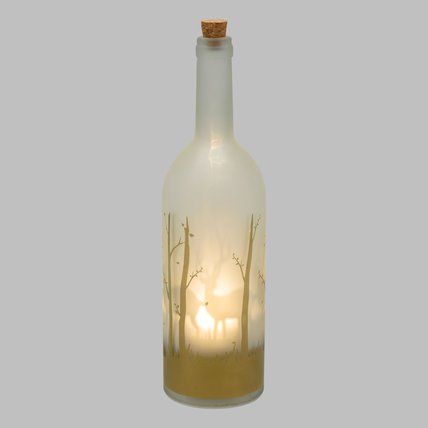 Bottiglia Magic con proiezione rotante renne, 34 cm, led bianco caldo 3 Bottiglia Magic con proiezione rotante renne, 34 cm, led bianco caldo 3