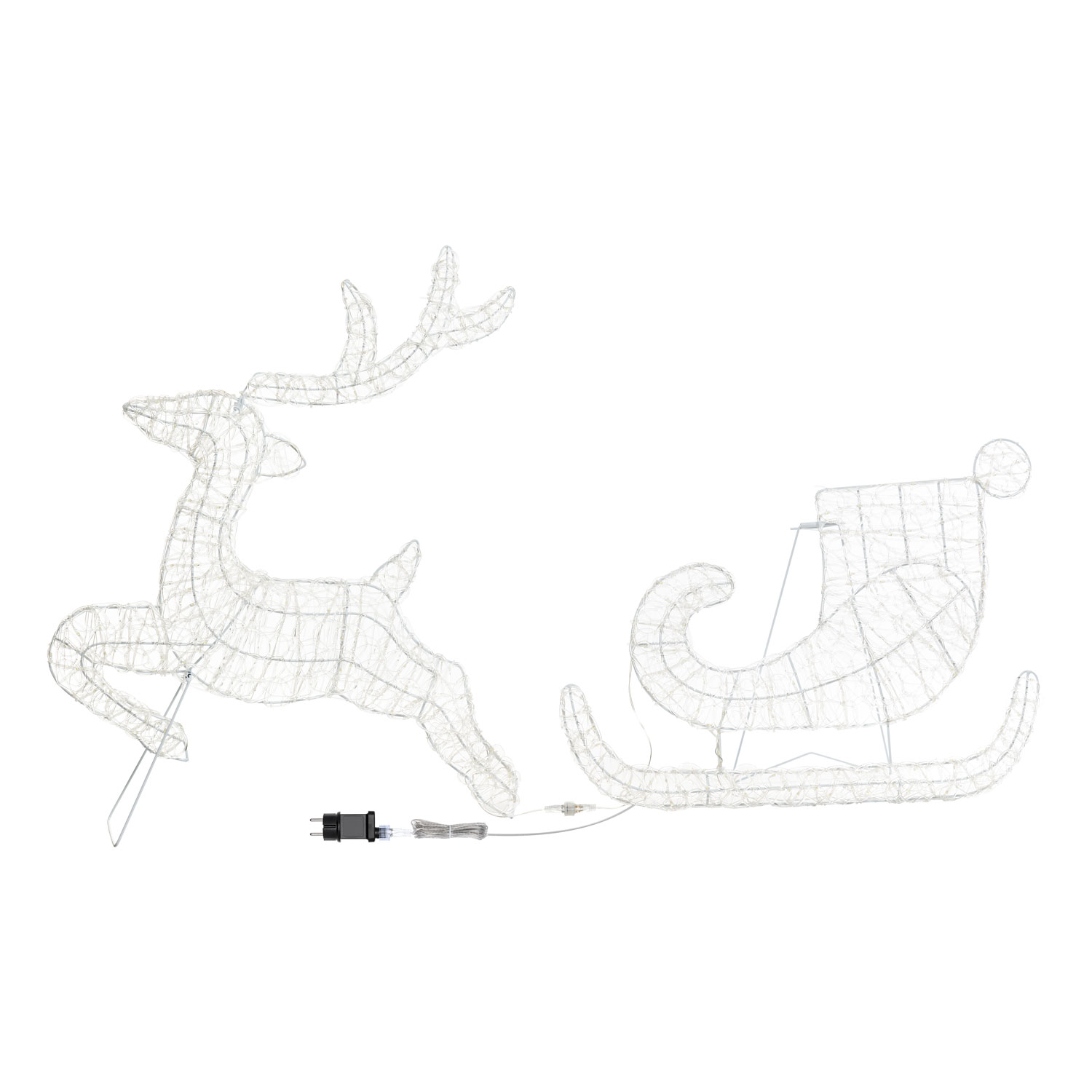 Renne avec Traîneau 2D, h. 80 cm, gouttes led blanc froid 7 Renne avec Traîneau 2D, h. 80 cm, gouttes led blanc froid 7