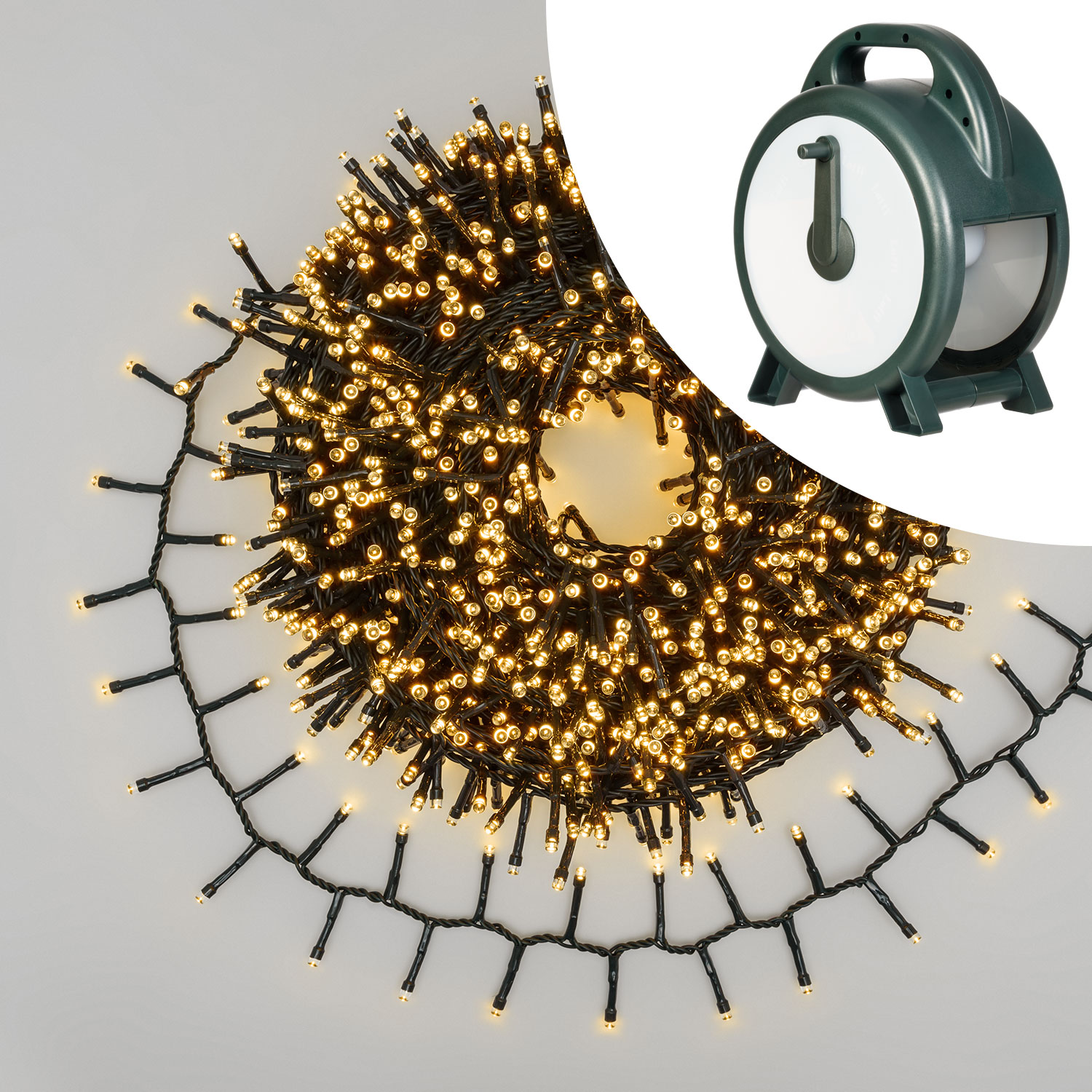 Guirnalda Mini Festón de Luces con carrete enrollador 35 m, 1750 led blanco cálido Guirnalda Mini Festón de Luces con carrete enrollador 35 m, 1750 led blanco cálido
