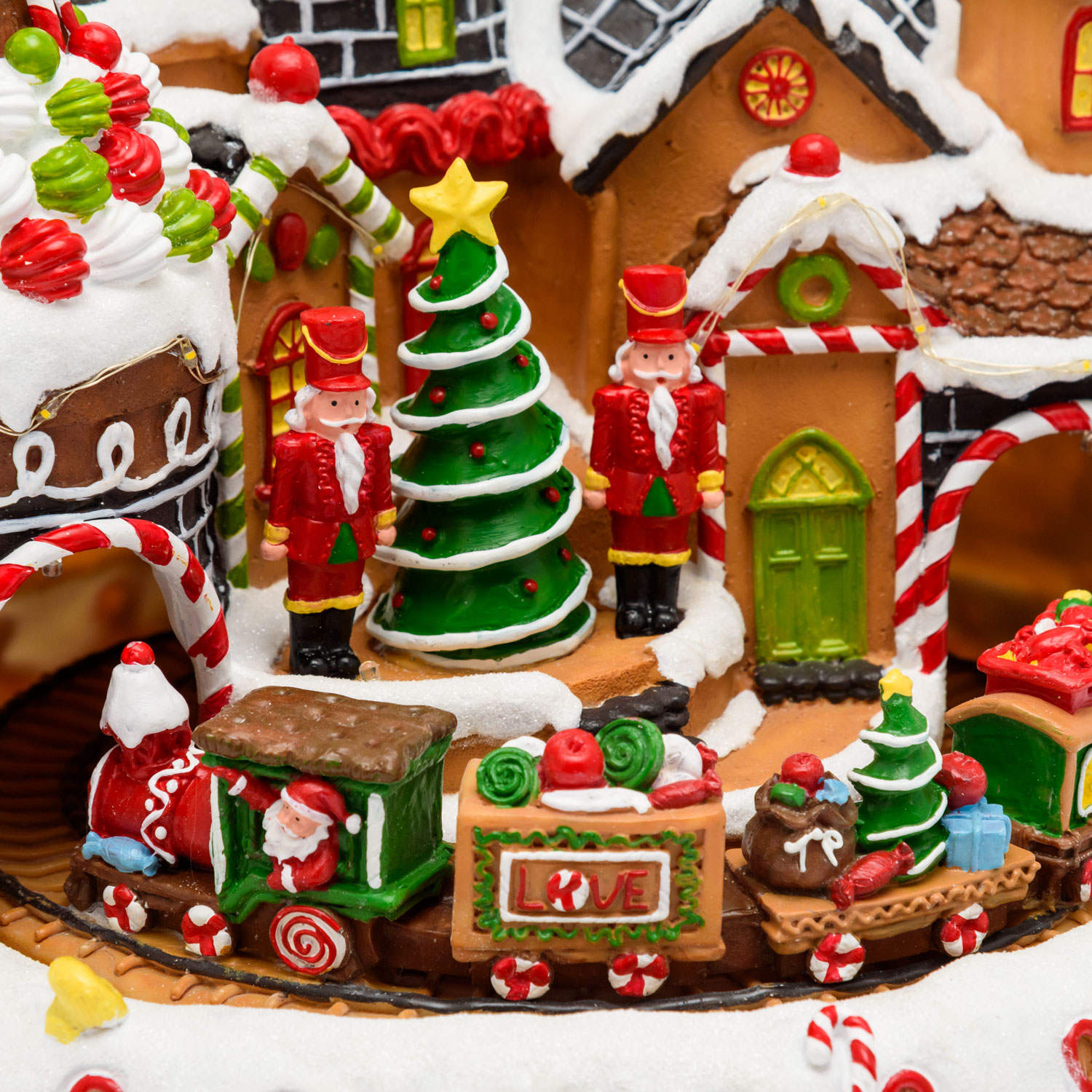 Villaggio di Natale, Candy Village con Trenino rotante, h 25 cm, musiche natalizie 4 Villaggio di Natale, Candy Village con Trenino rotante, h 25 cm, musiche natalizie 4