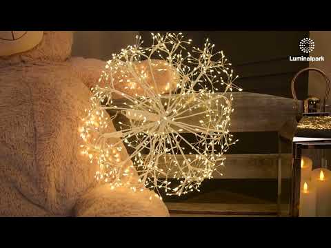 Leuchtende RICCO-Sphäre mit weißen Ästen, Ø 50 cm, warmweiße Micro-LED, innenverwendung 2