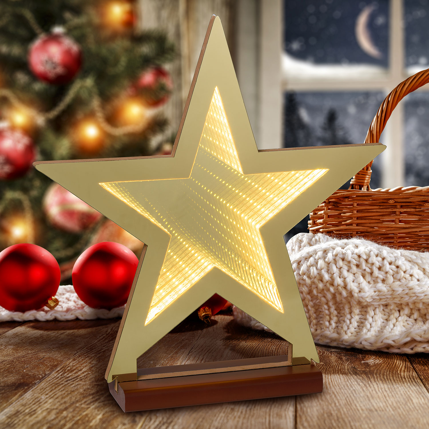 Étoile lumineuse Miroir Infini, h 36 cm, led blanc chaud traditionnel 2 Étoile lumineuse Miroir Infini, h 36 cm, led blanc chaud traditionnel 2