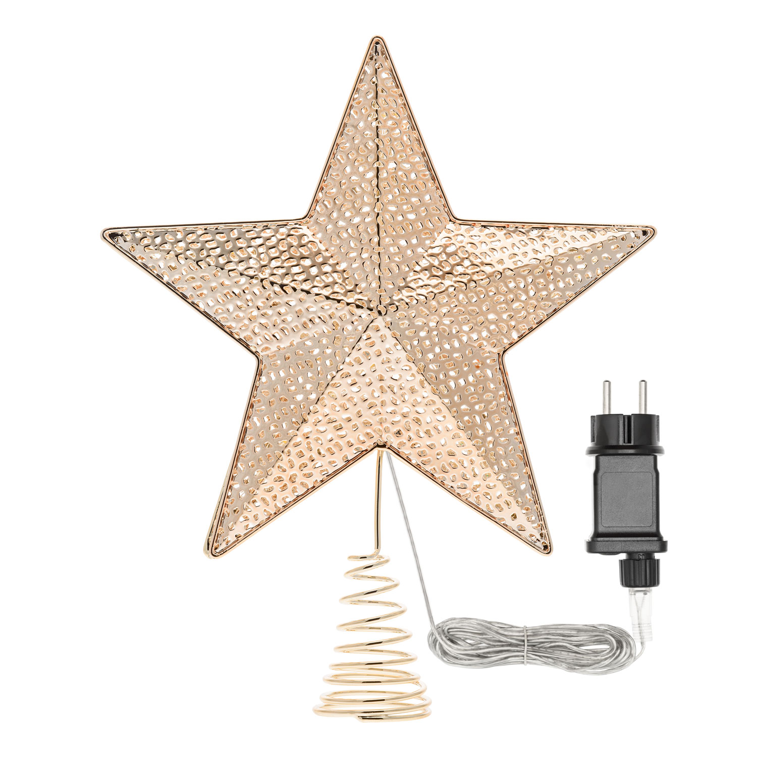 Punta estrella luminosa para árbol navideño color champagne, led blanco cálido 3 Punta estrella luminosa para árbol navideño color champagne, led blanco cálido 3
