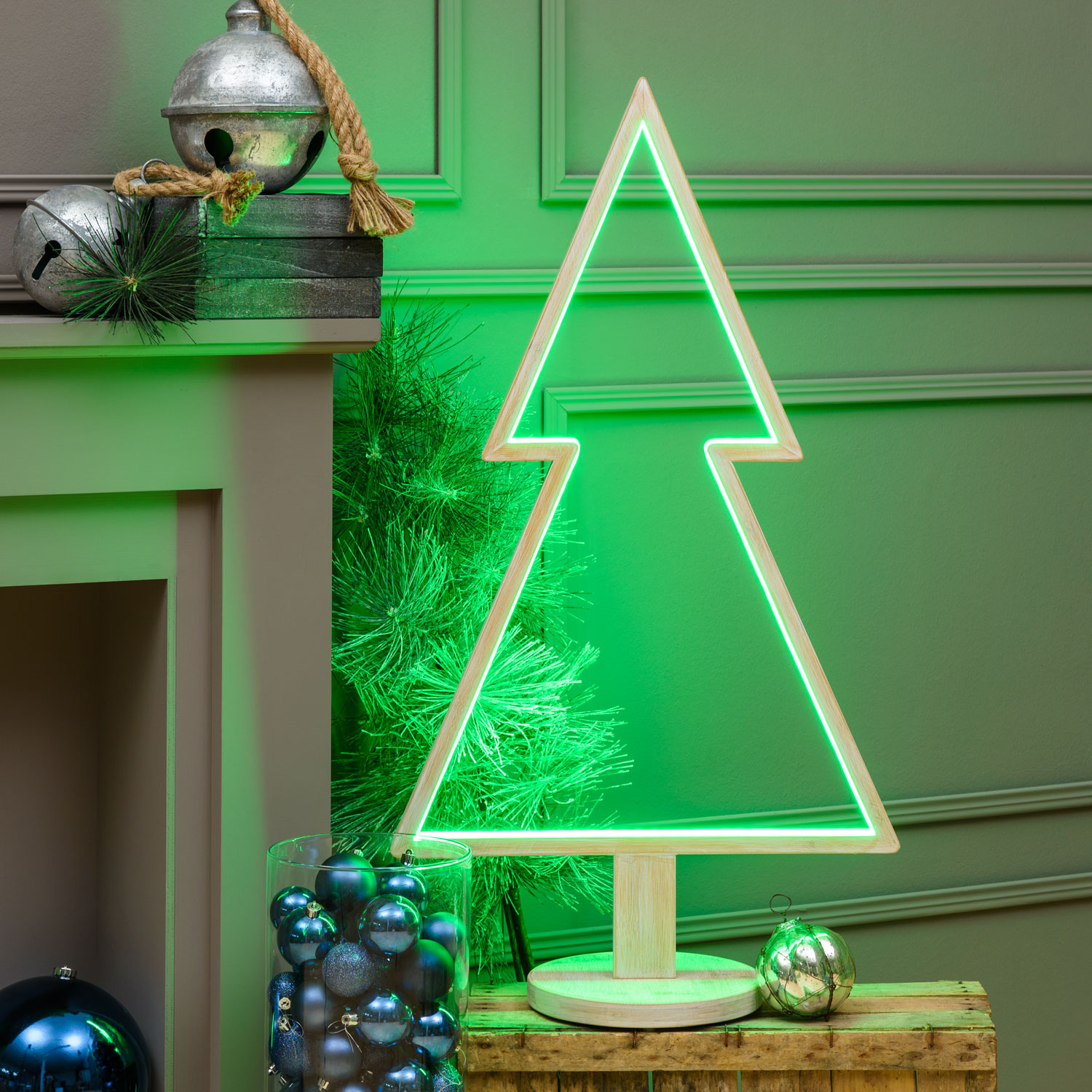 Sapin de Noël avec base en bois blanchi, 90 cm, led RGB et Blanc Chaud Sapin de Noël avec base en bois blanchi, 90 cm, led RGB et Blanc Chaud