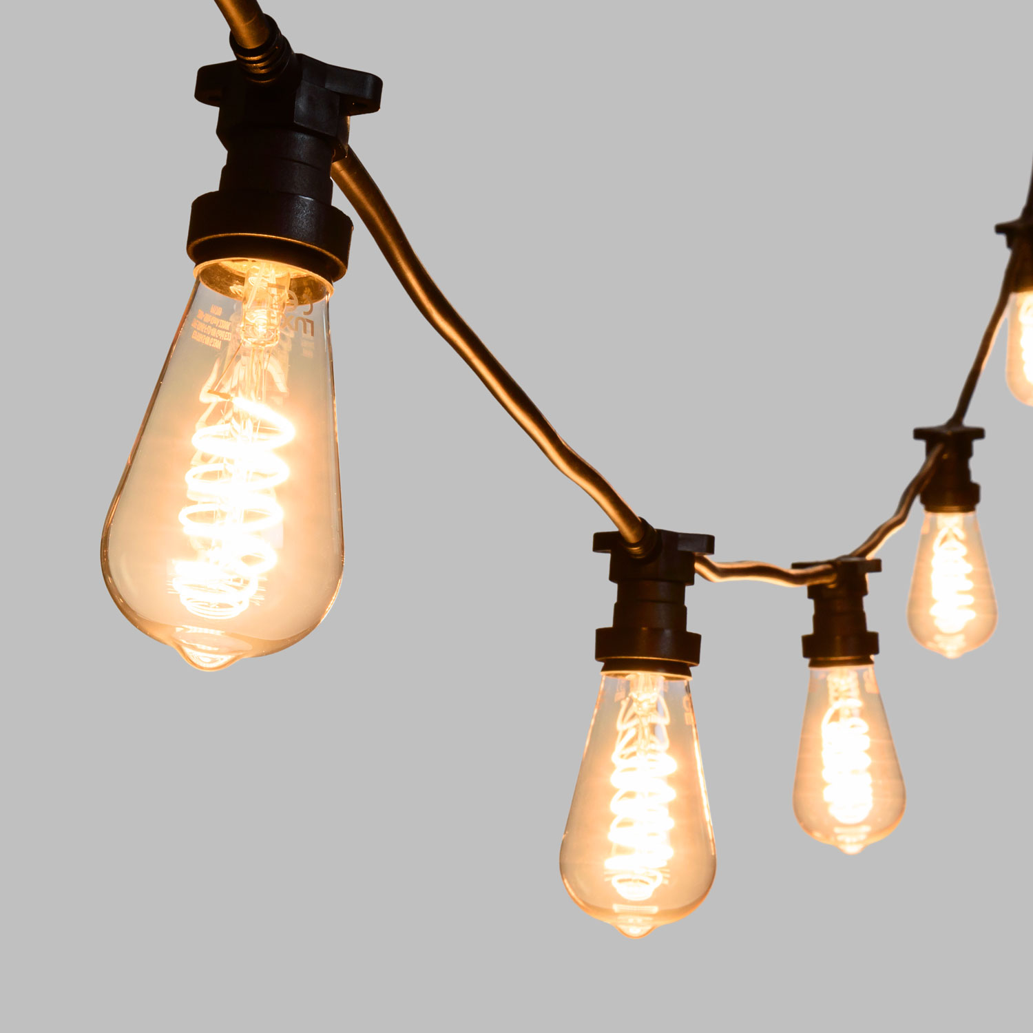 Guirlande Guinguette 5 m avec 5 ampoules led de 4 Watt Edison spirale Ø 64 mm 2 Guirlande Guinguette 5 m avec 5 ampoules led de 4 Watt Edison spirale Ø 64 mm 2