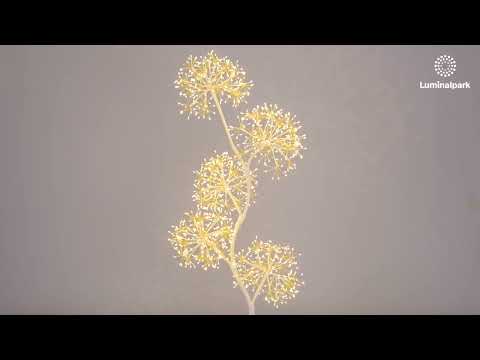 White Tree, Branch with 5 RICCO spheres, h 1,2 m, 1200 warm white microLEDs, indoor 2