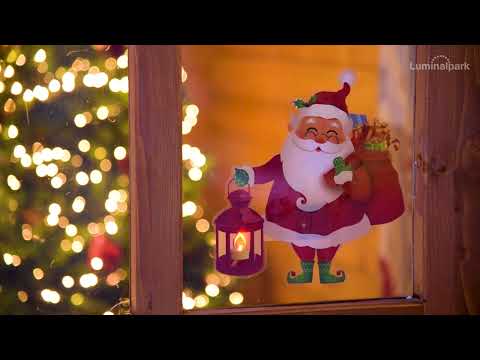Christmas window sticker, Santa with lantern, 25 cm, warm white LEDs 2 Christmas window sticker, Santa with lantern, 25 cm, warm white LEDs 2