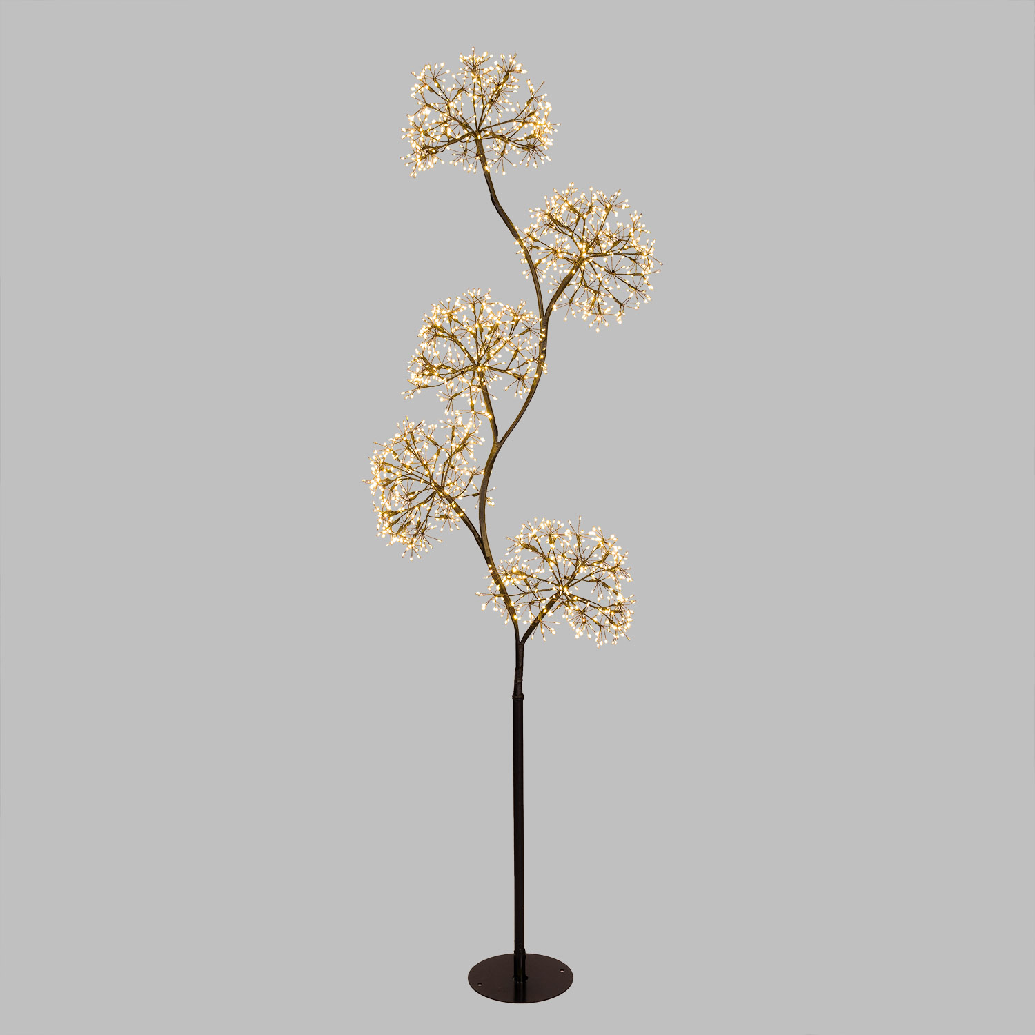 Albero Ramo 5 sfere RICCO nero, h 1,7 m, 1800 microled bianco caldo, uso interno