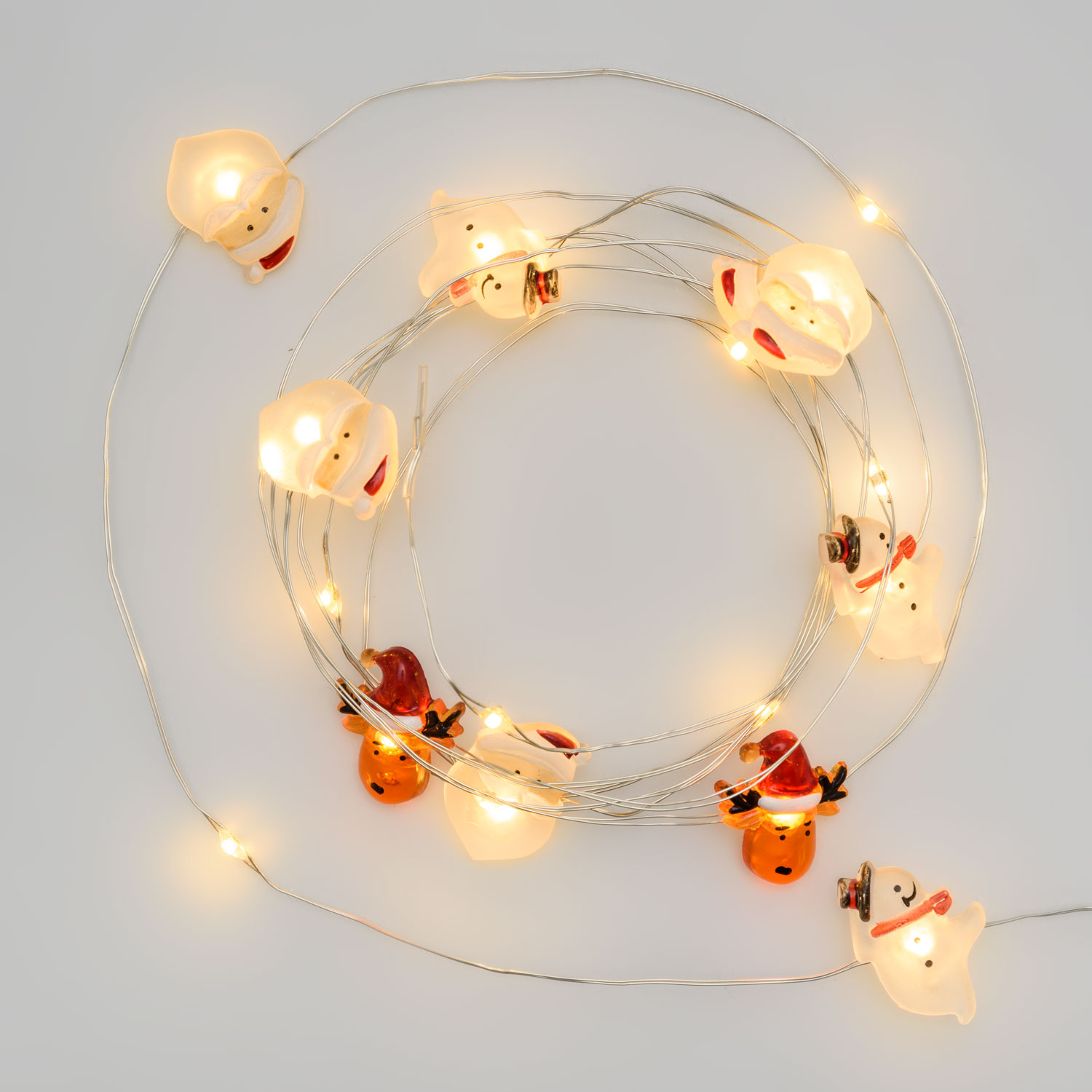 Lichterkette 1,9 m, 20 Dekorationen Weihnachtsmann, Rentier und Schneemann, wamweiße LEDs 5 Lichterkette 1,9 m, 20 Dekorationen Weihnachtsmann, Rentier und Schneemann, wamweiße LEDs 5