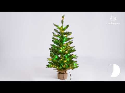 Alpenbaum aus künstlichem Tannengrün mit Jutesockel, 90 cm, 180 integrierte Multicolor-Mini-LEDs 2