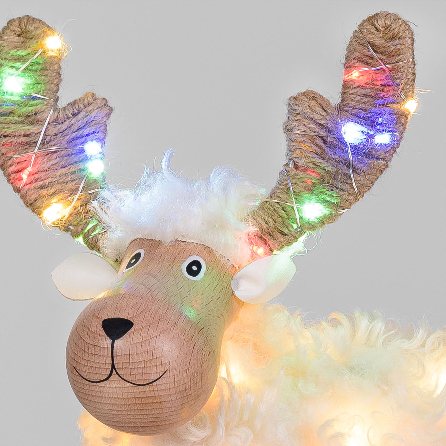 Pecorenna lumineuse 3D en bois, à piles, h 23 cm, Dual Color MicroLED blanc chaud et multicolore, usage intérieur 6