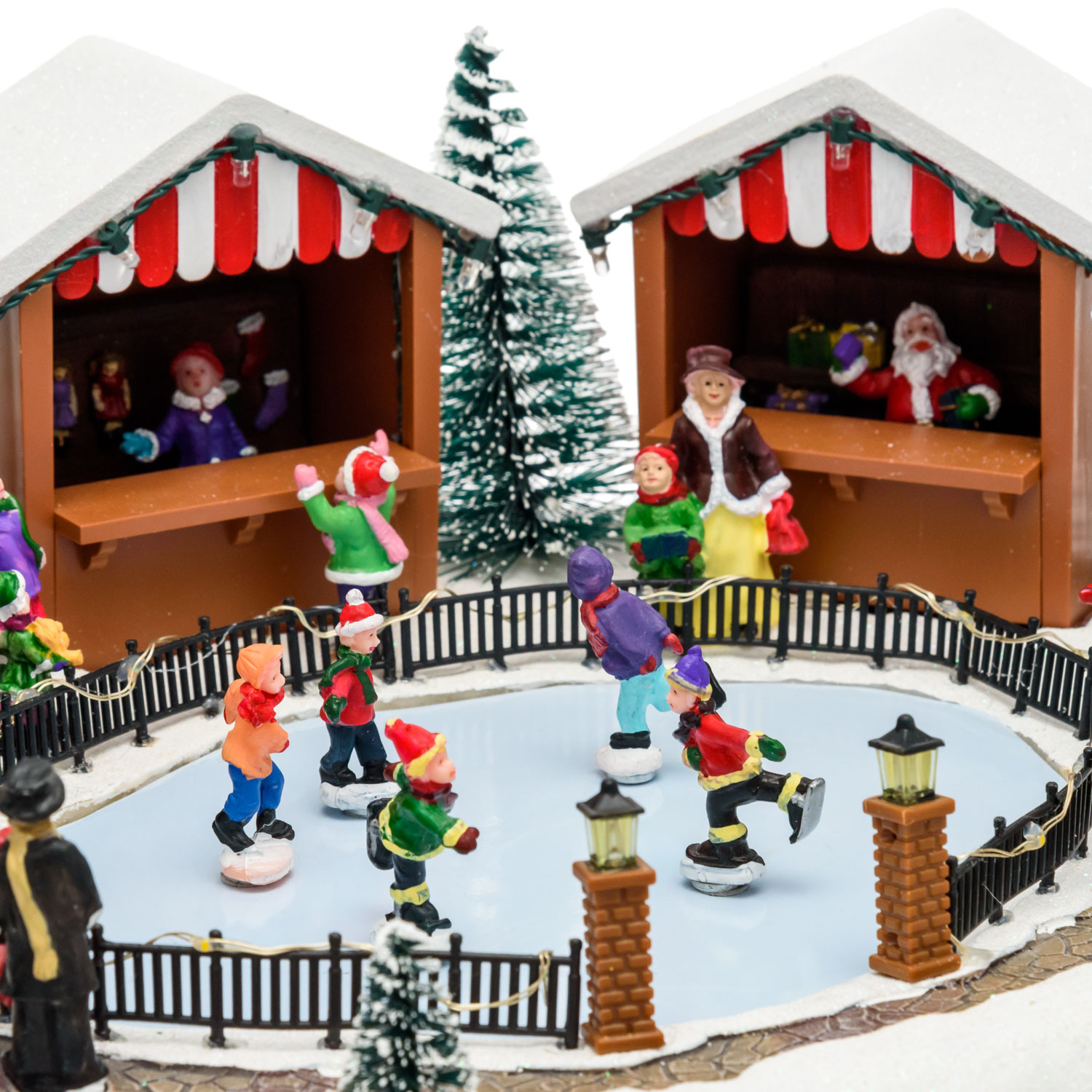 Pueblo Navidad de poliresina, Lago Helado con Patinadores en Movimiento, h 15 cm 7 Pueblo Navidad de poliresina, Lago Helado con Patinadores en Movimiento, h 15 cm 7