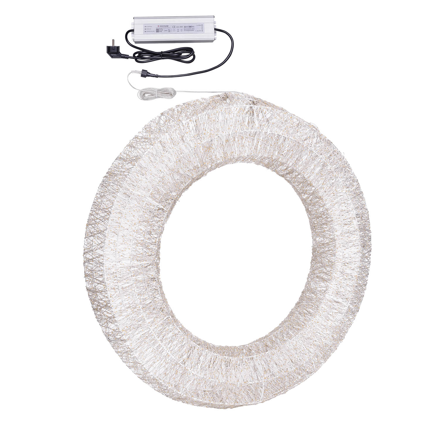 Corona Bianca 3D Ø 110 cm, microled bianco caldo e RGB, uso interno 5